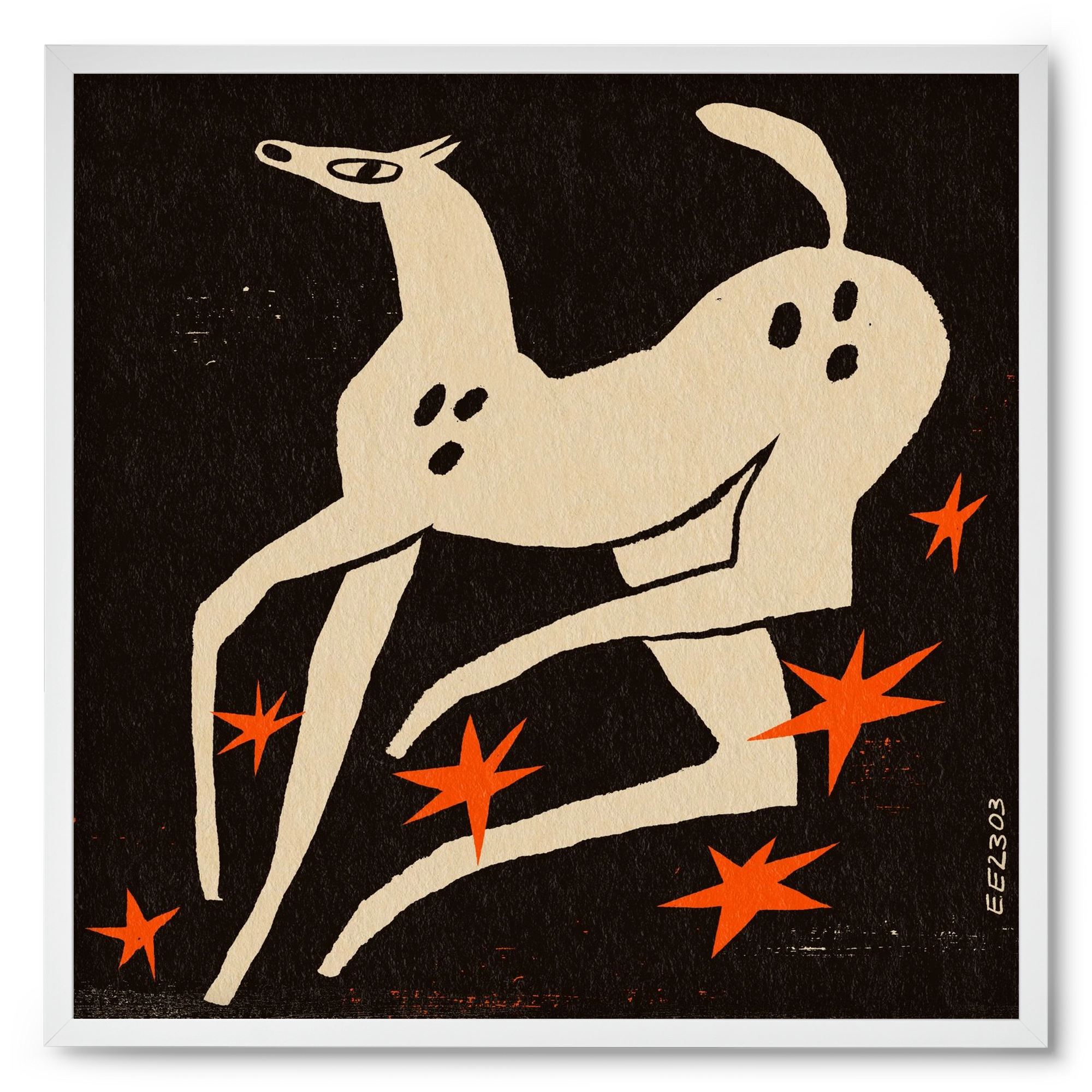 White spotted horse in the night , 50x50 cm (50x50 cm), Fehér keret