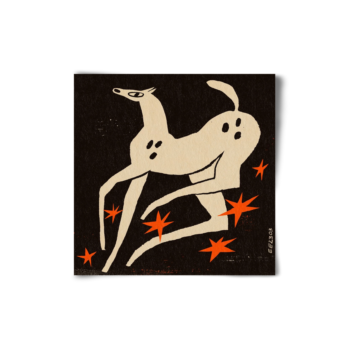 White spotted horse in the night , 20x20 cm, Keret nélkül