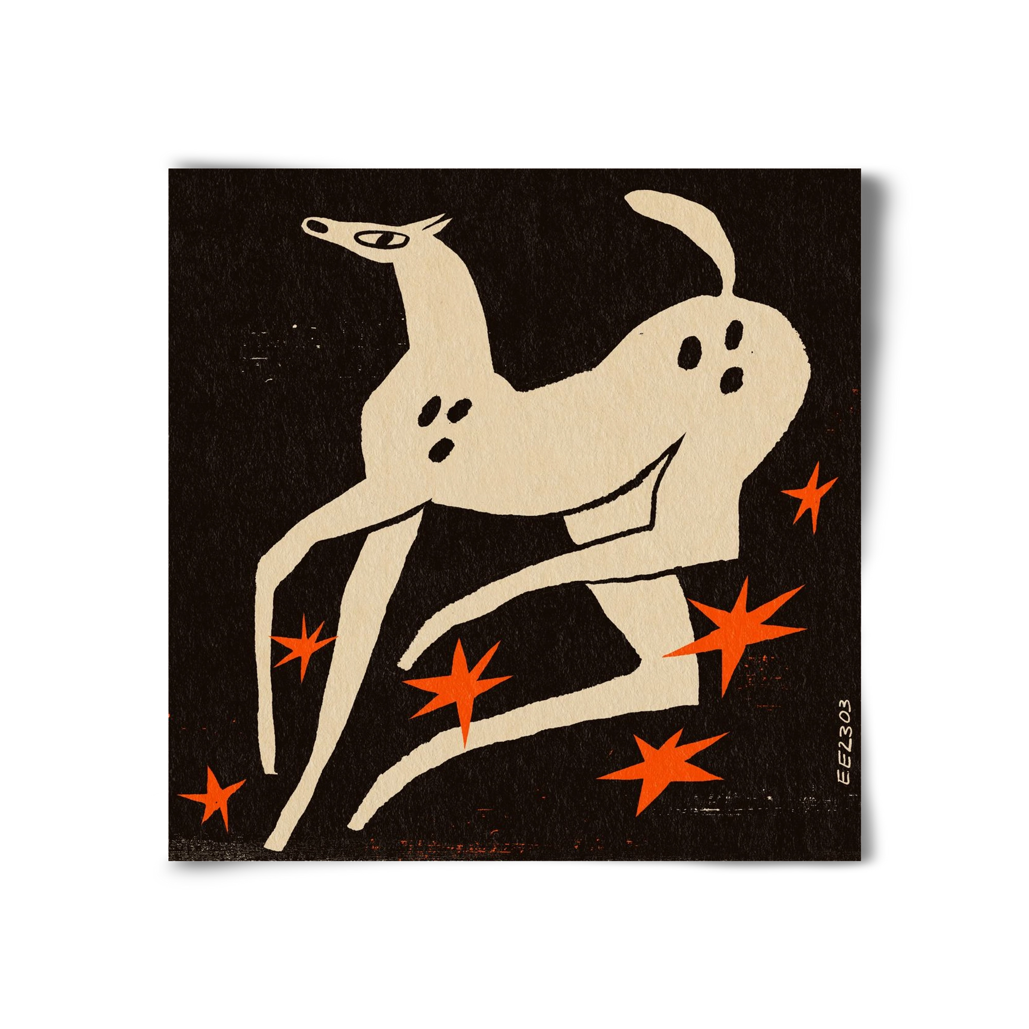 White spotted horse in the night , 30x30 cm, Keret nélkül