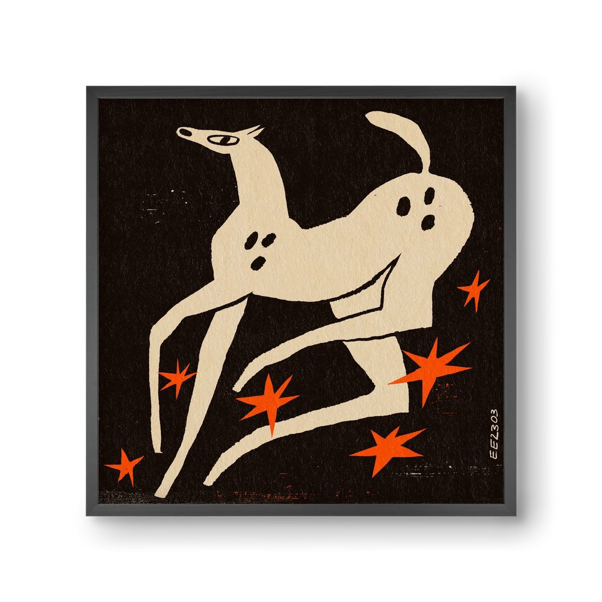 White spotted horse in the night , 30x30 cm (30x30 cm), Fekete keret