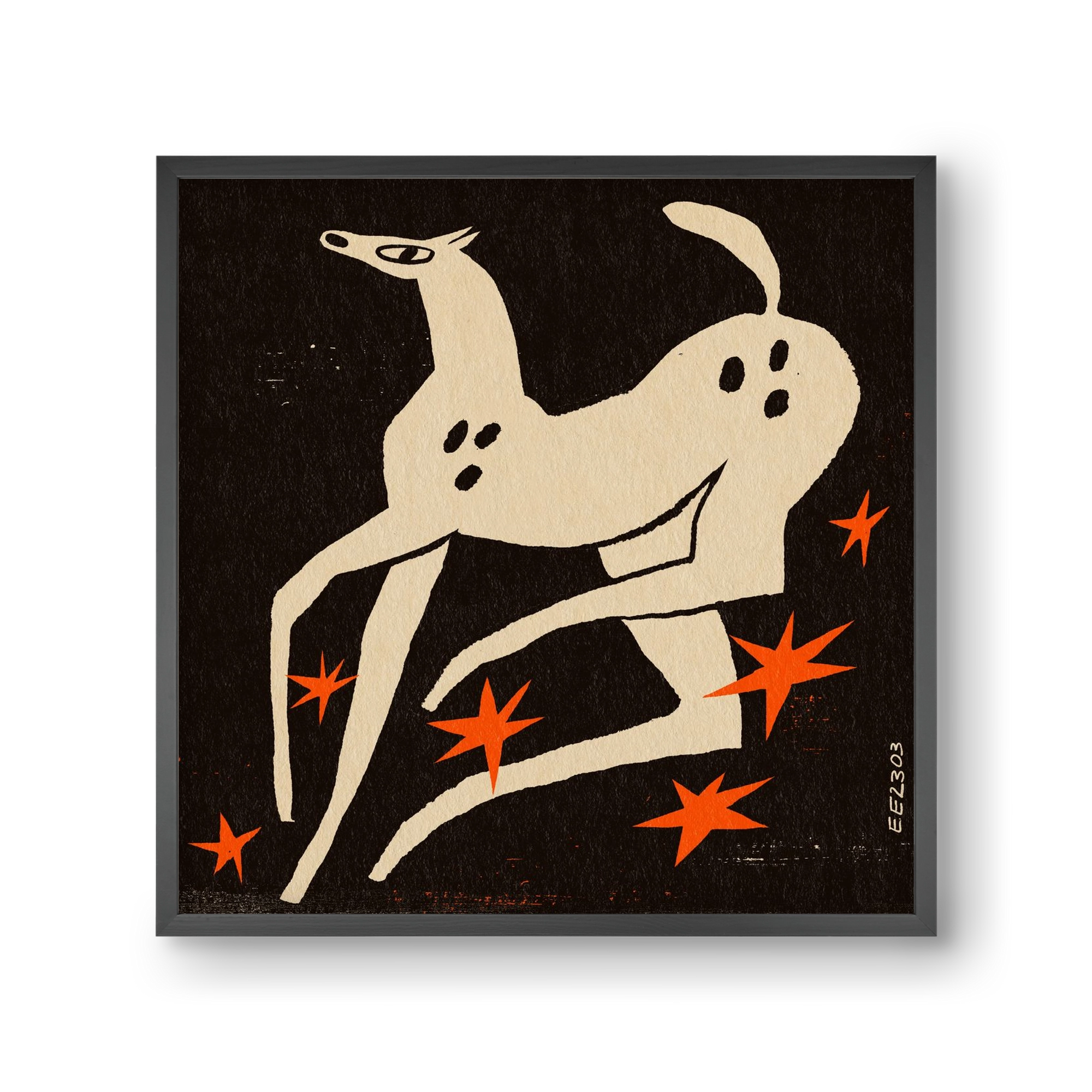 White spotted horse in the night , 30x30 cm (30x30 cm), Fekete keret