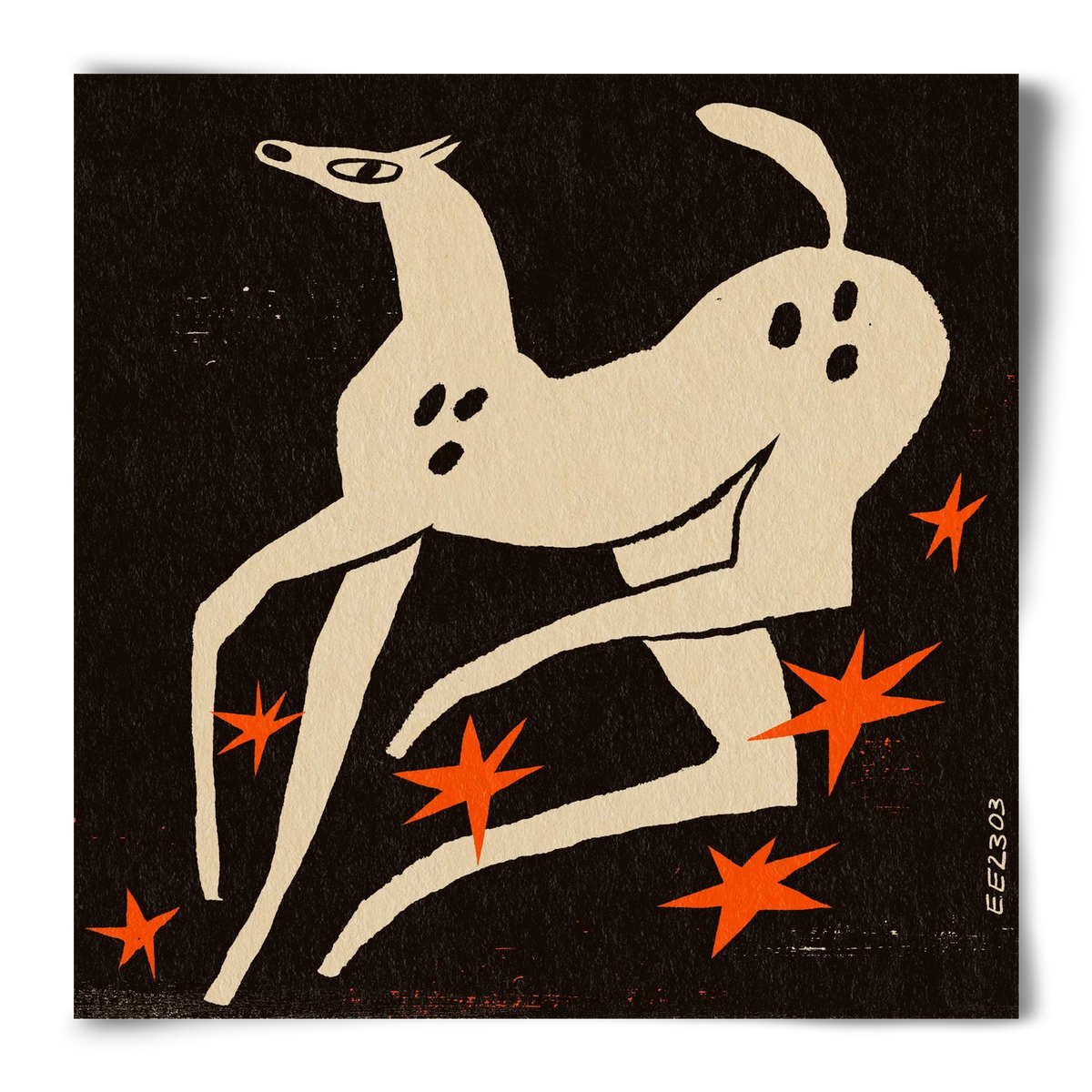 White spotted horse in the night , 50x50 cm, Keret nélkül