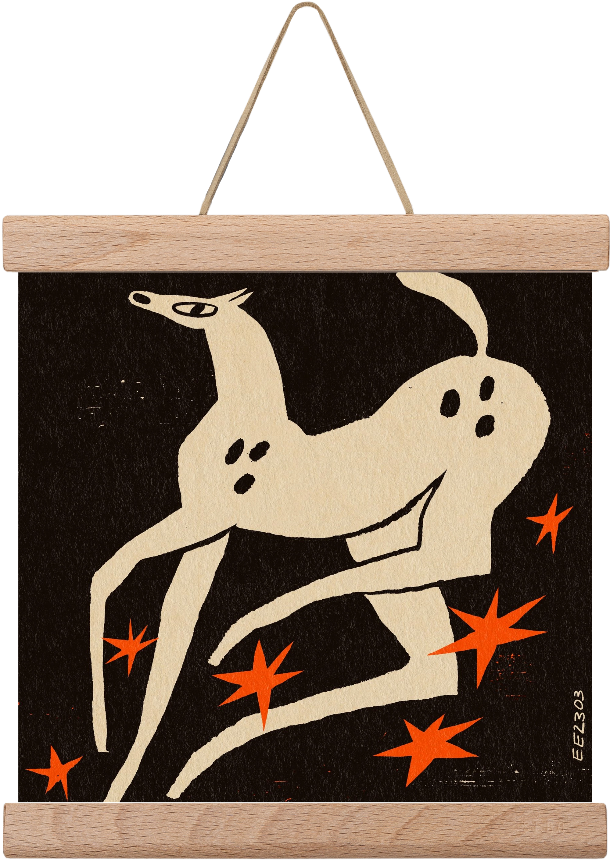 White spotted horse in the night , 20x20 cm (20x20 cm), Tölgy akasztó