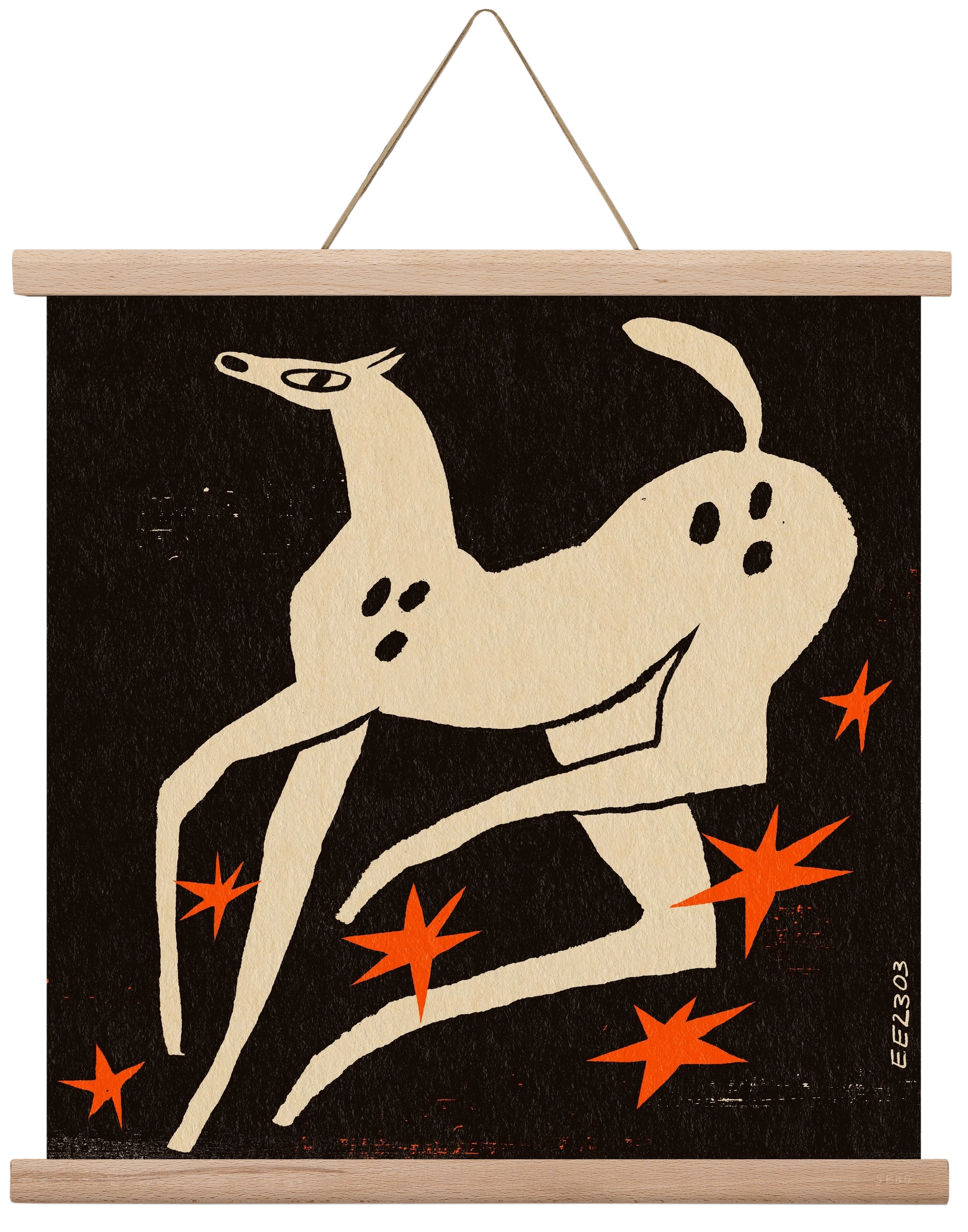 White spotted horse in the night , 40x40 cm (40x40 cm), Tölgy akasztó