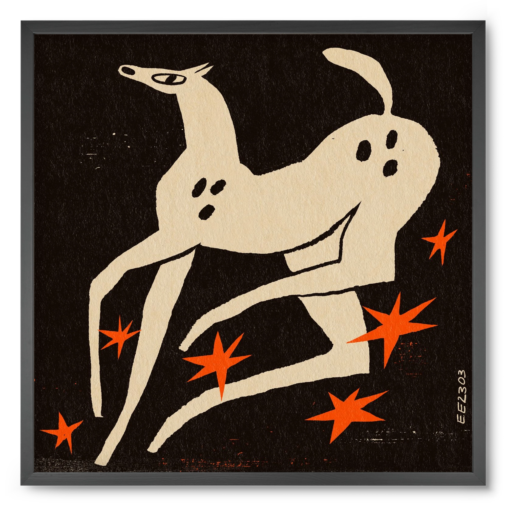 White spotted horse in the night , 50x50 cm (50x50 cm), Fekete keret