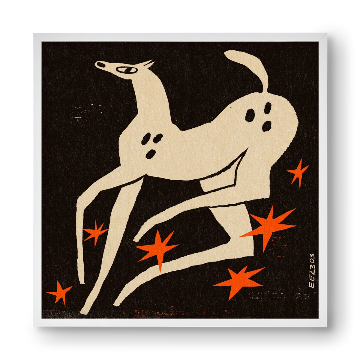 White spotted horse in the night , 40x40 cm (40x40 cm), Fehér keret