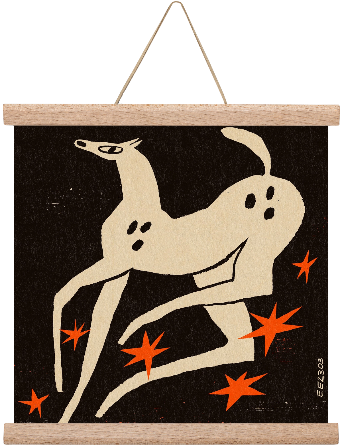 White spotted horse in the night , 30x30 cm (30x30 cm), Tölgy akasztó