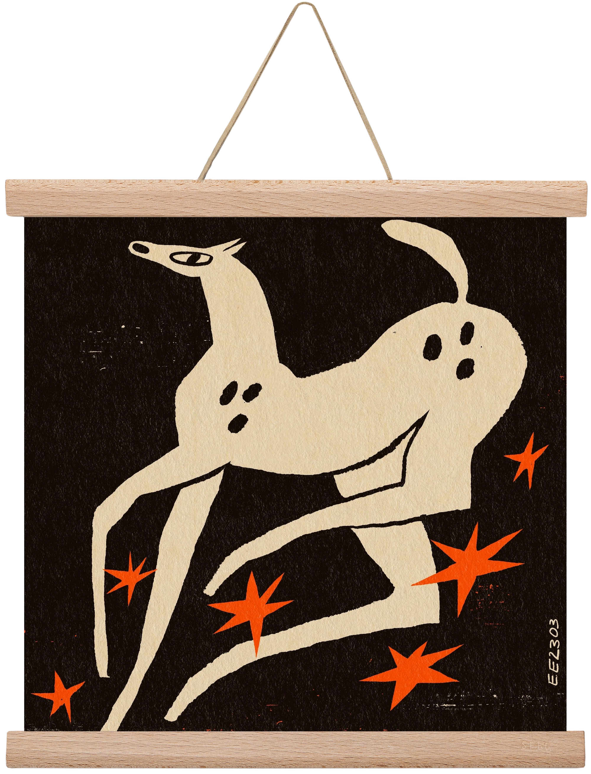 White spotted horse in the night , 30x30 cm (30x30 cm), Tölgy akasztó