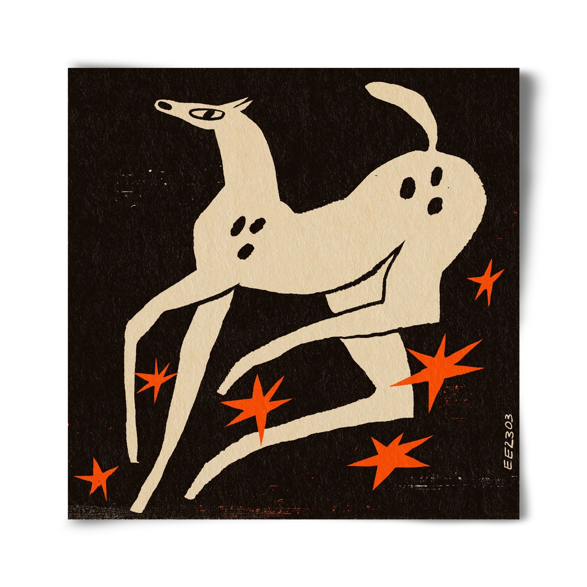 White spotted horse in the night , 40x40 cm, Keret nélkül