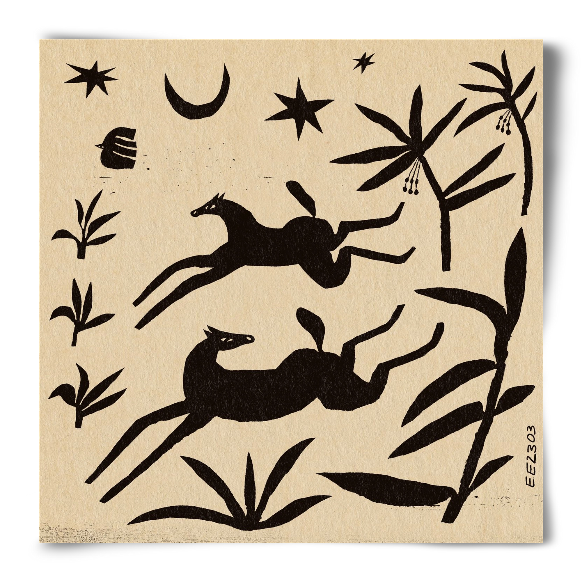 Black papercut horse composition , 50x50 cm, Keret nélkül