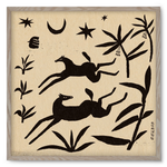 Black papercut horse composition , 50x50 cm (50x50 cm), Tölgy keret