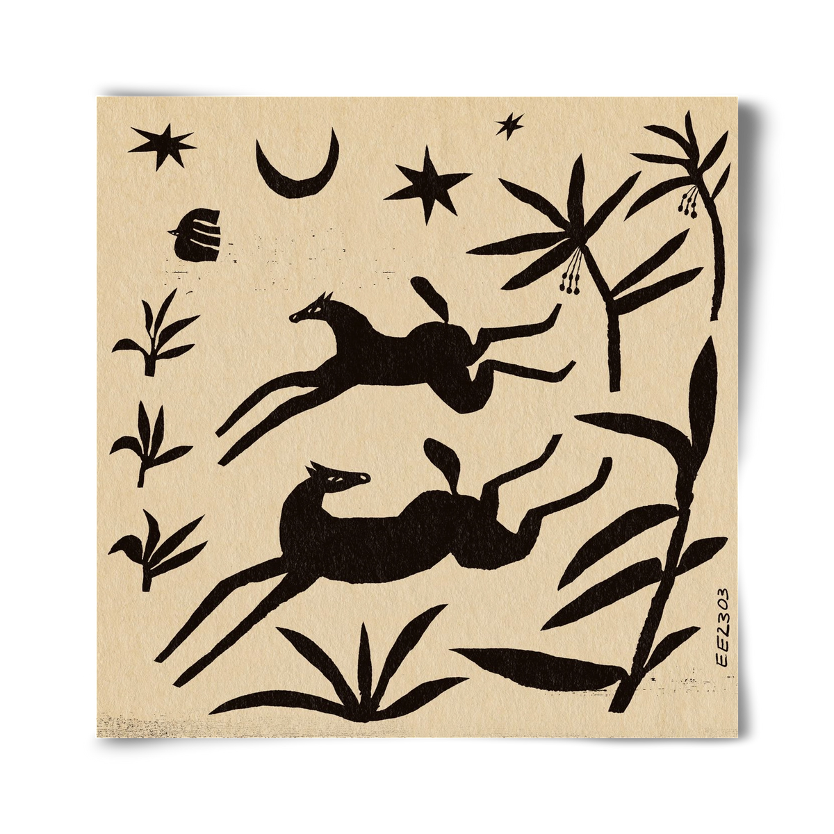 Black papercut horse composition , 40x40 cm, Keret nélkül