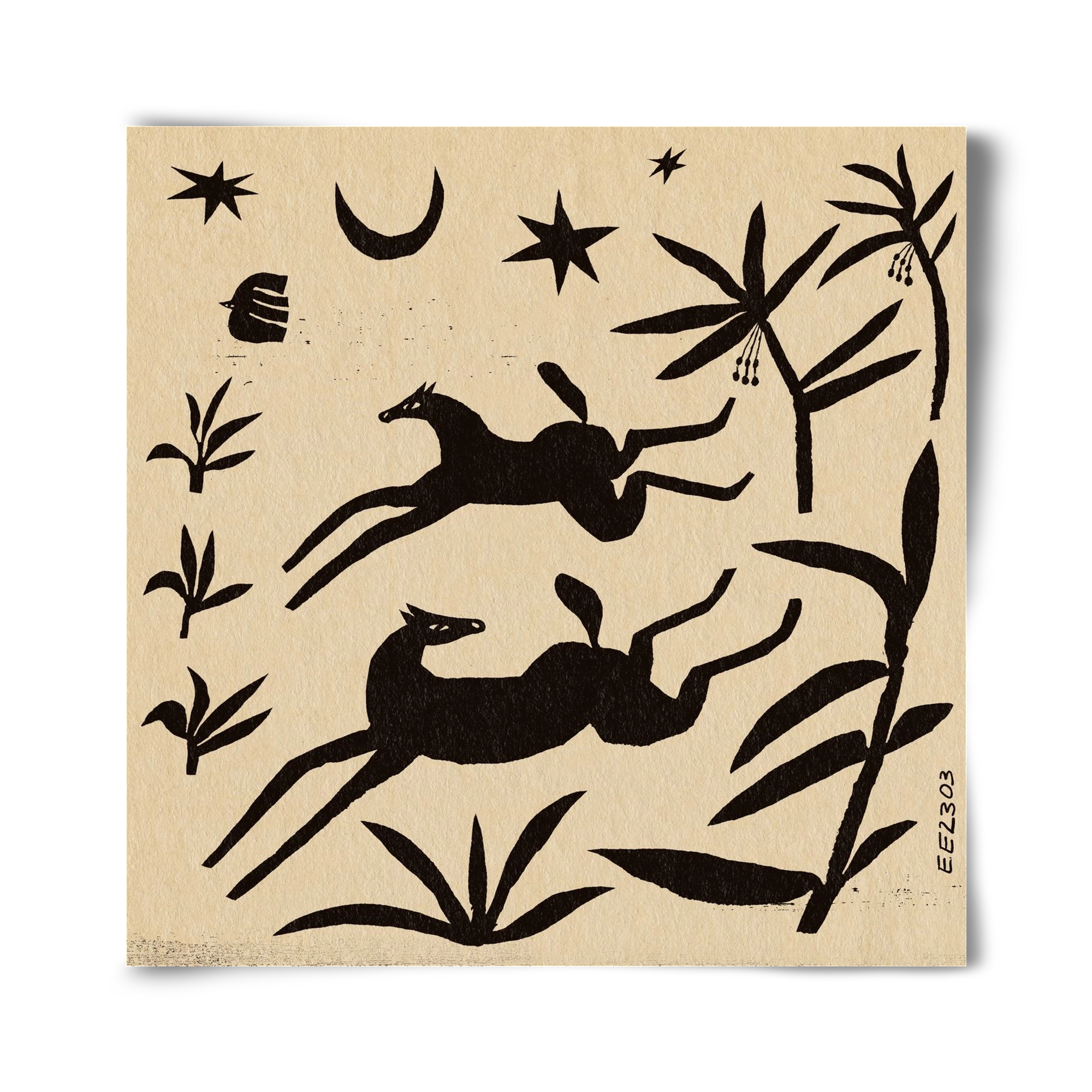 Black papercut horse composition , 40x40 cm, Keret nélkül