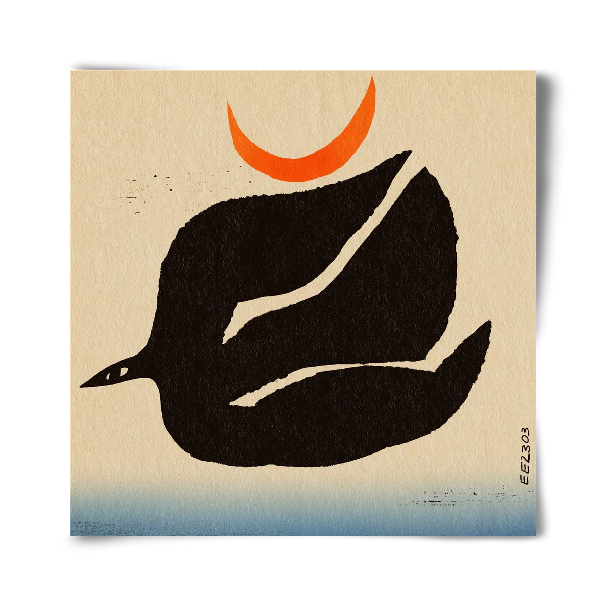 Swalow bird under the moon, 40x40 cm, Keret nélkül