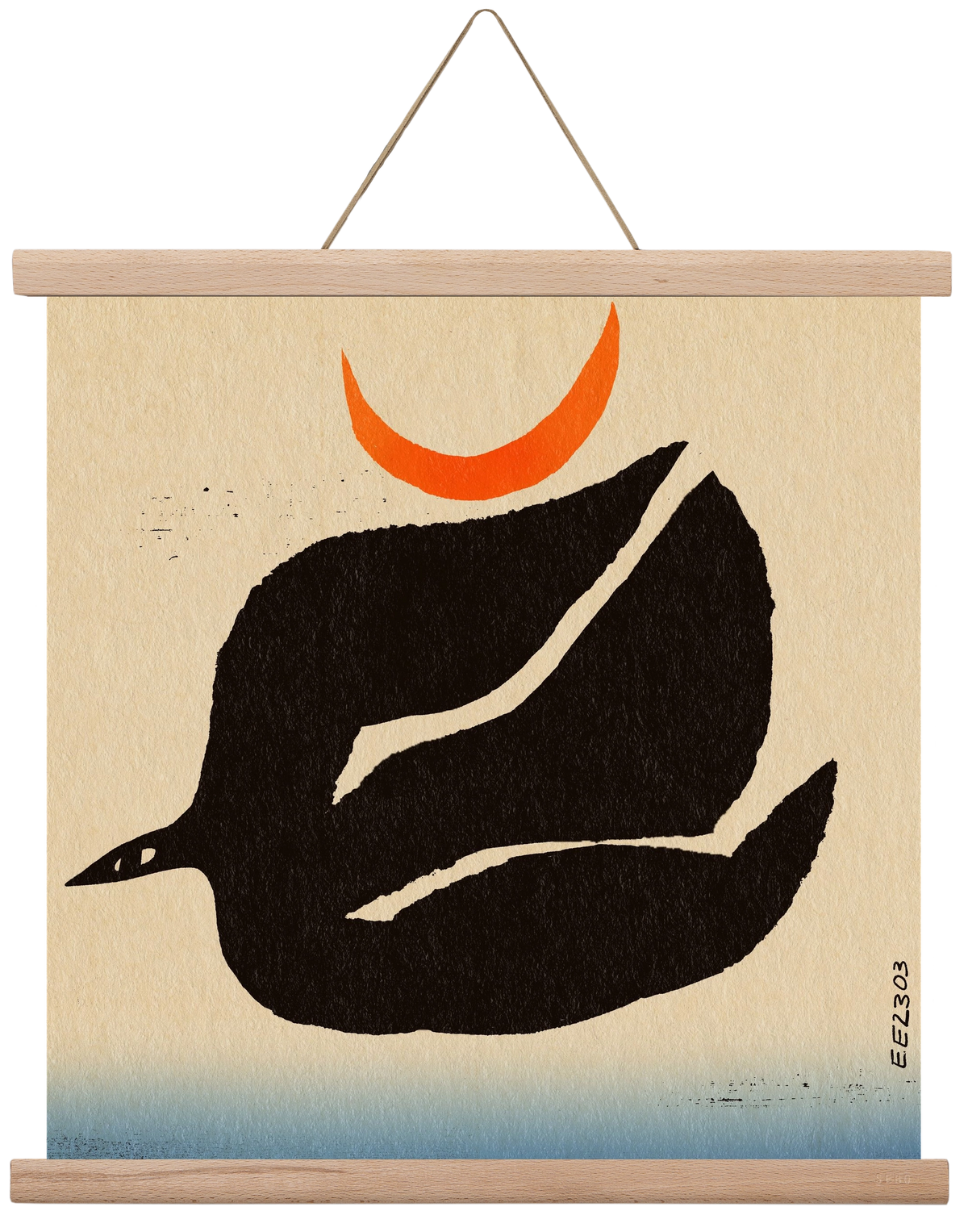 Swalow bird under the moon, 40x40 cm (40x40 cm), Tölgy akasztó