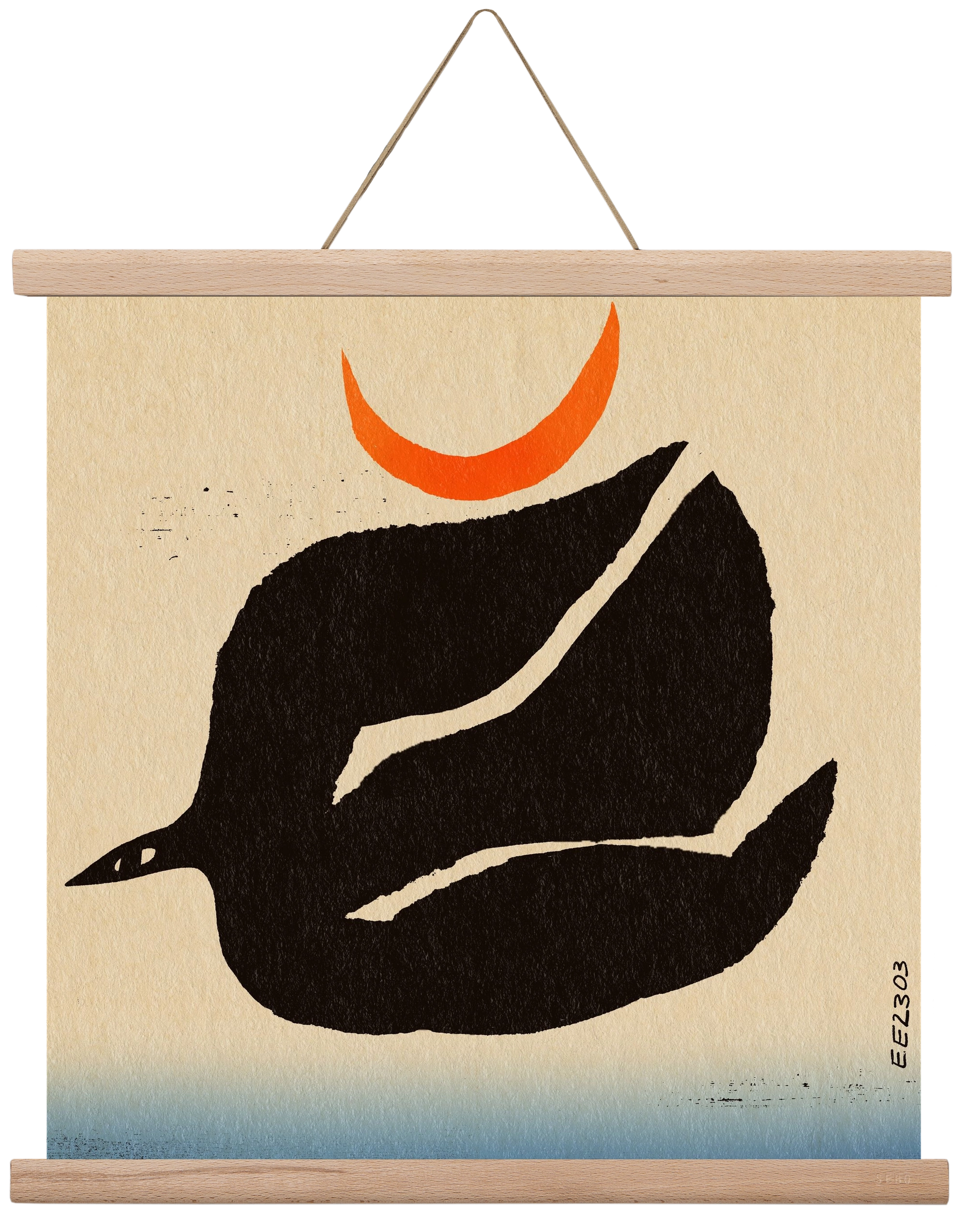 Swalow bird under the moon, 40x40 cm (40x40 cm), Tölgy akasztó