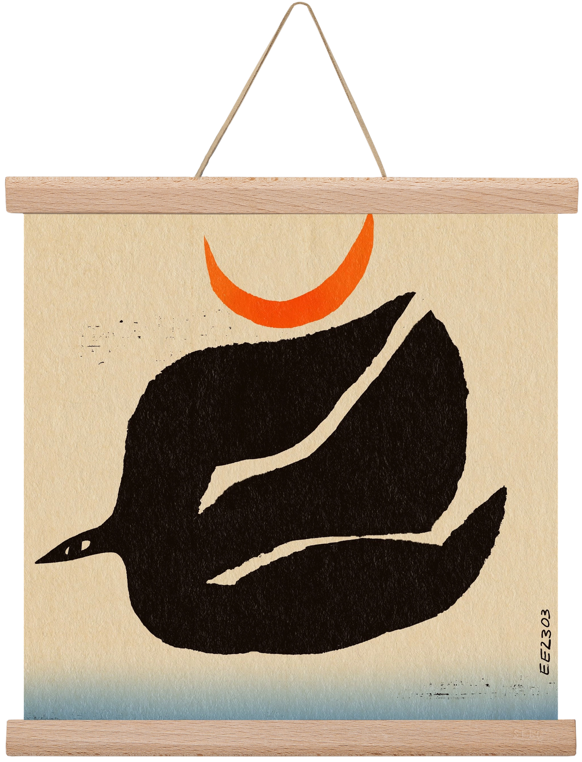 Swalow bird under the moon, 30x30 cm (30x30 cm), Tölgy akasztó