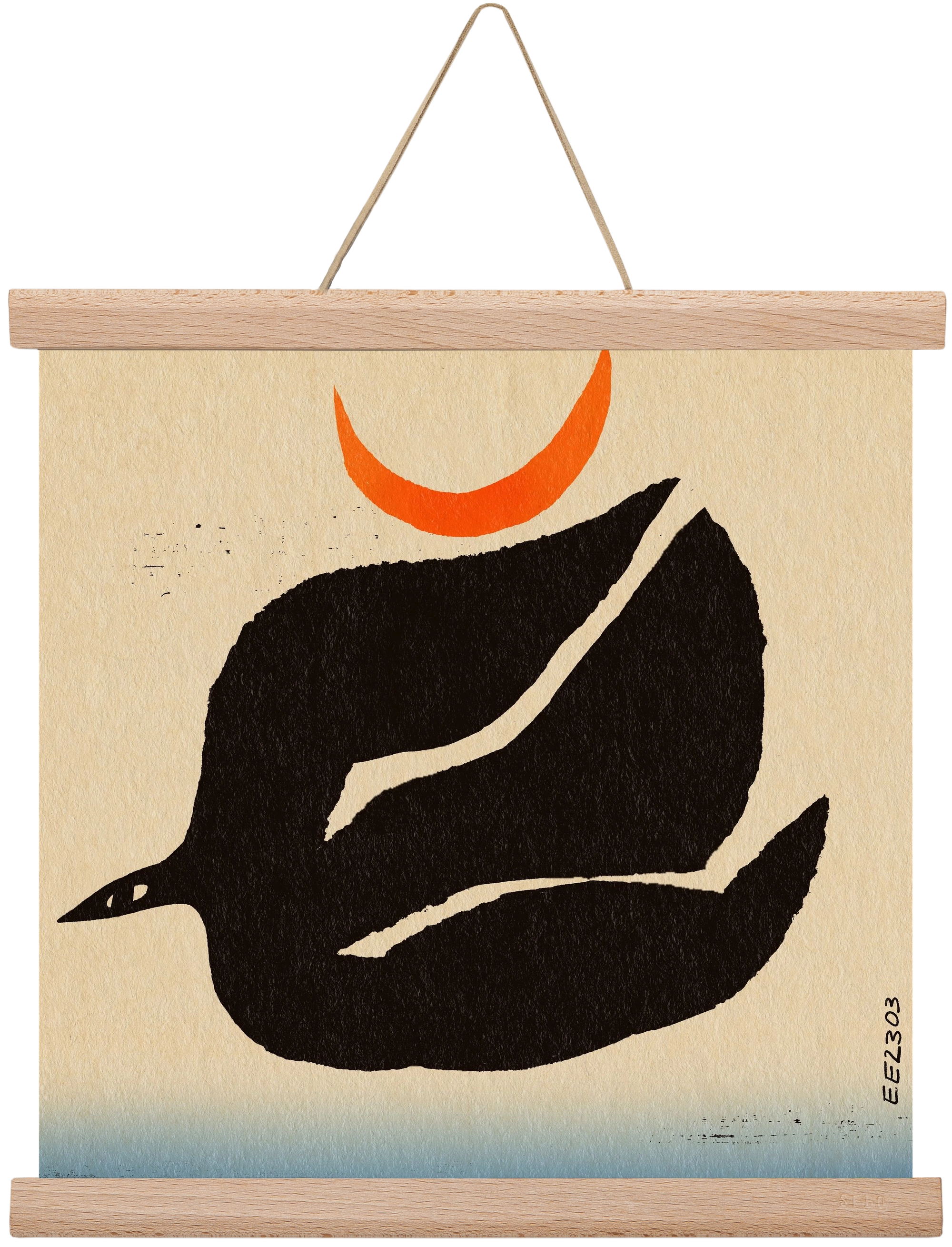 Swalow bird under the moon, 30x30 cm (30x30 cm), Tölgy akasztó