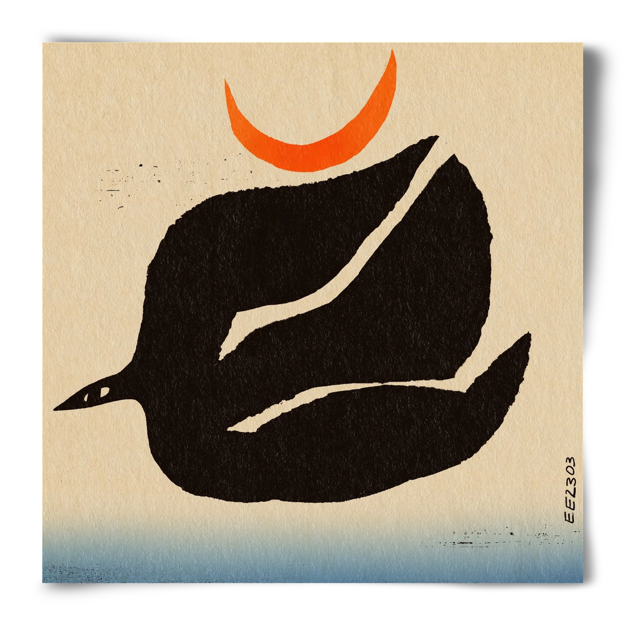 Swalow bird under the moon, 50x50 cm, Keret nélkül