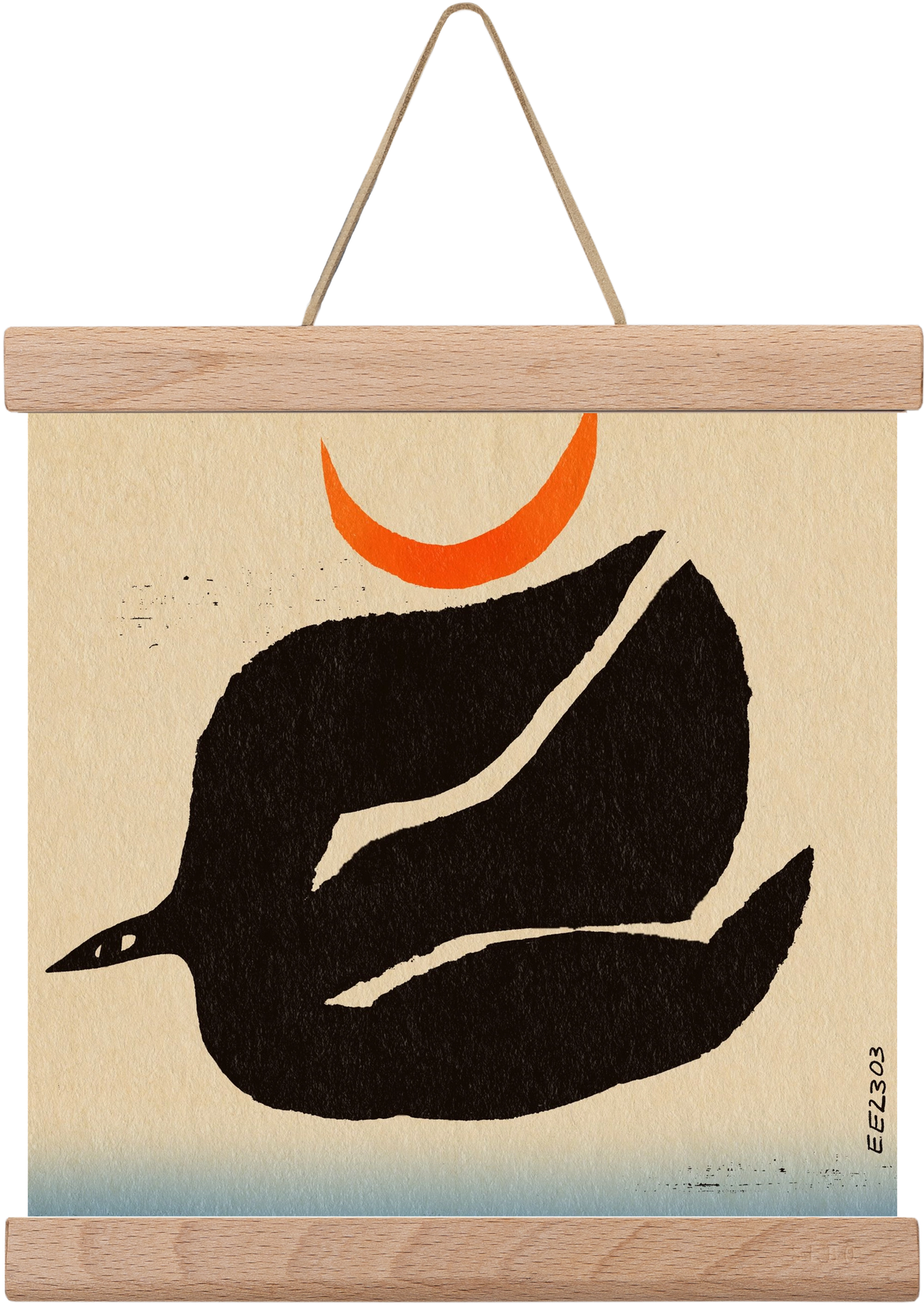 Swalow bird under the moon, 20x20 cm (20x20 cm), Tölgy akasztó