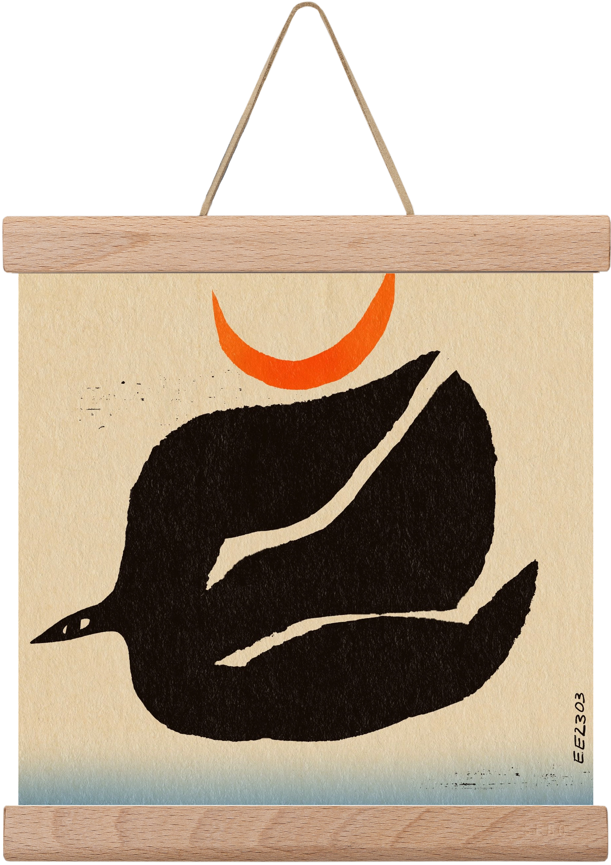 Swalow bird under the moon, 20x20 cm (20x20 cm), Tölgy akasztó