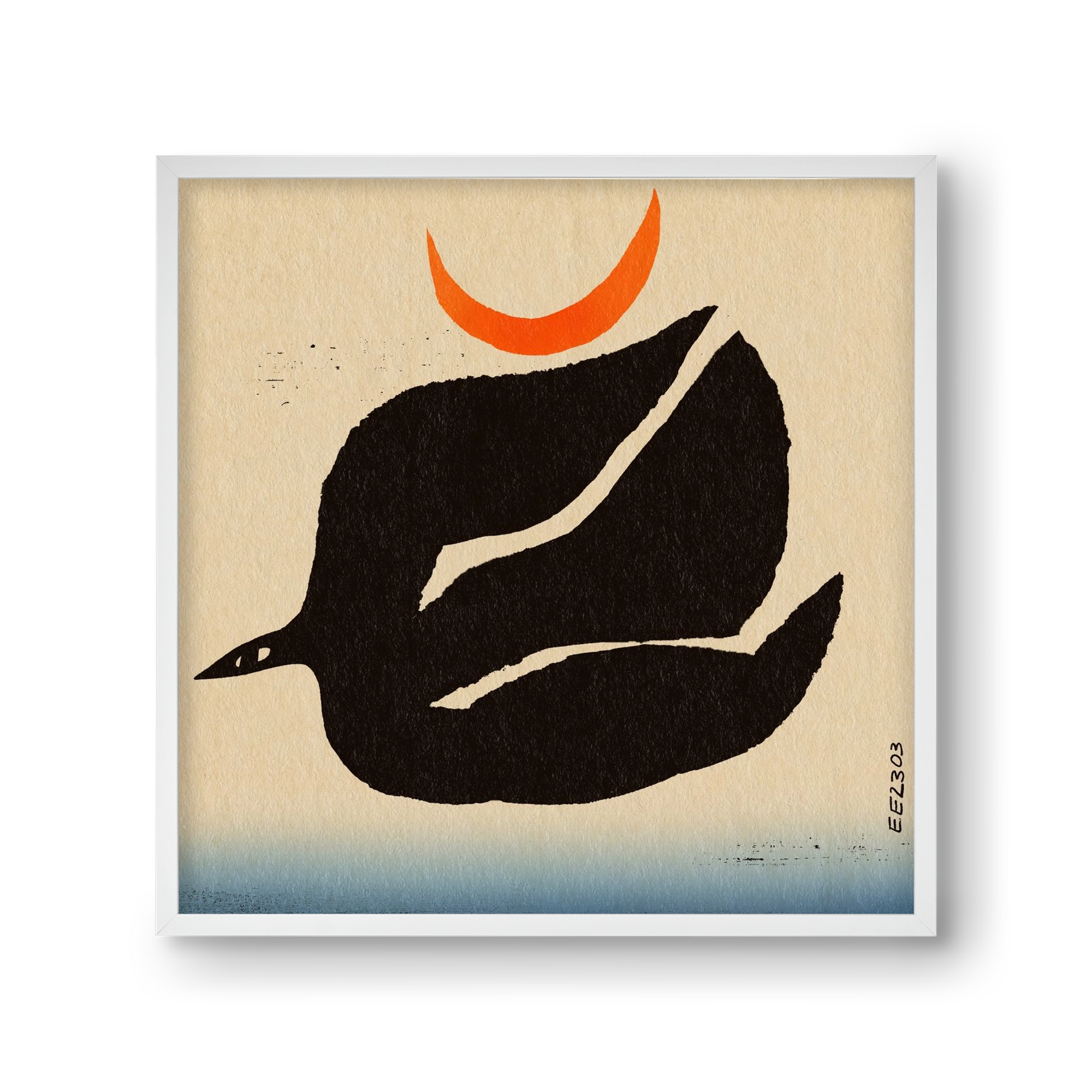 Swalow bird under the moon, 30x30 cm (30x30 cm), Fehér keret