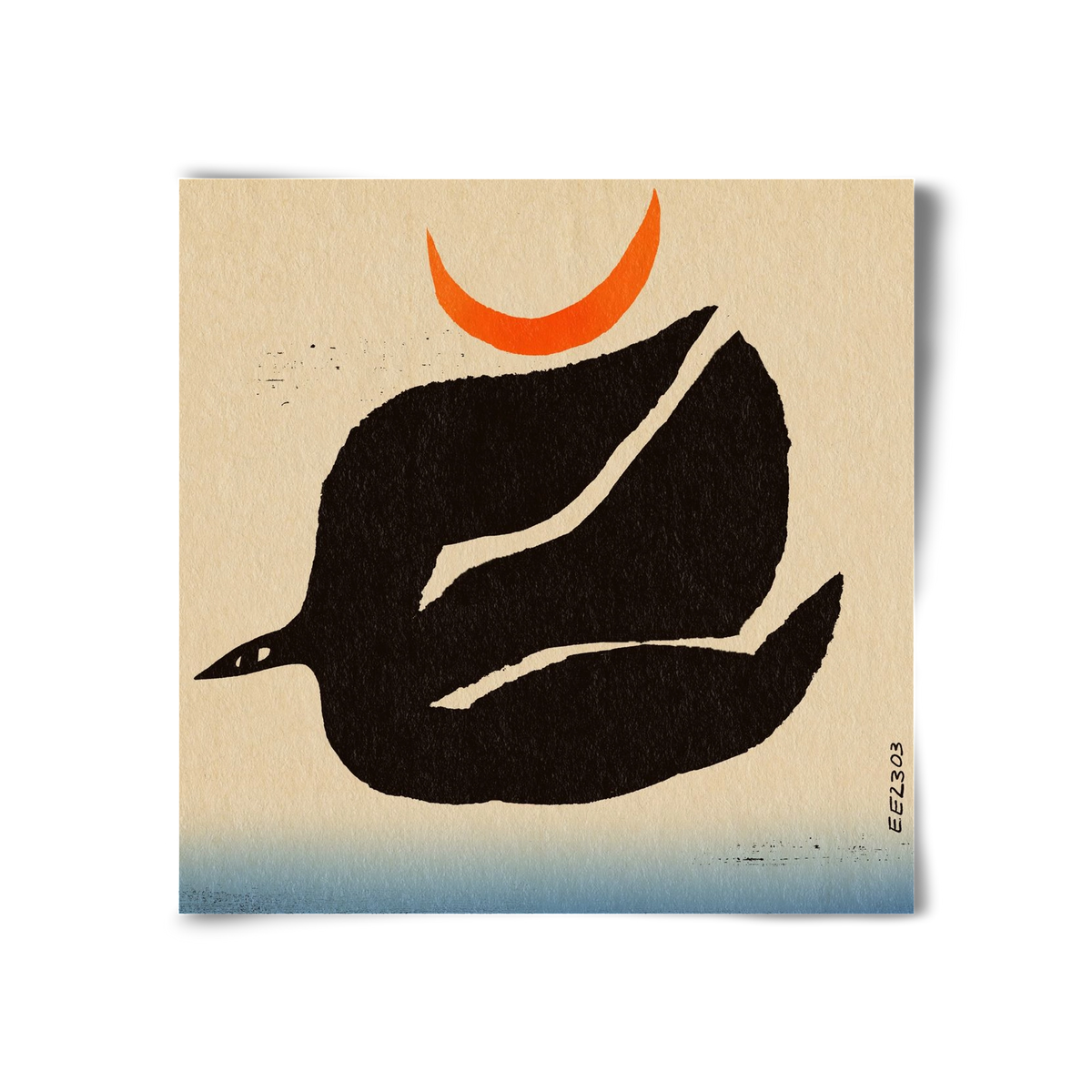 Swalow bird under the moon, 30x30 cm, Keret nélkül