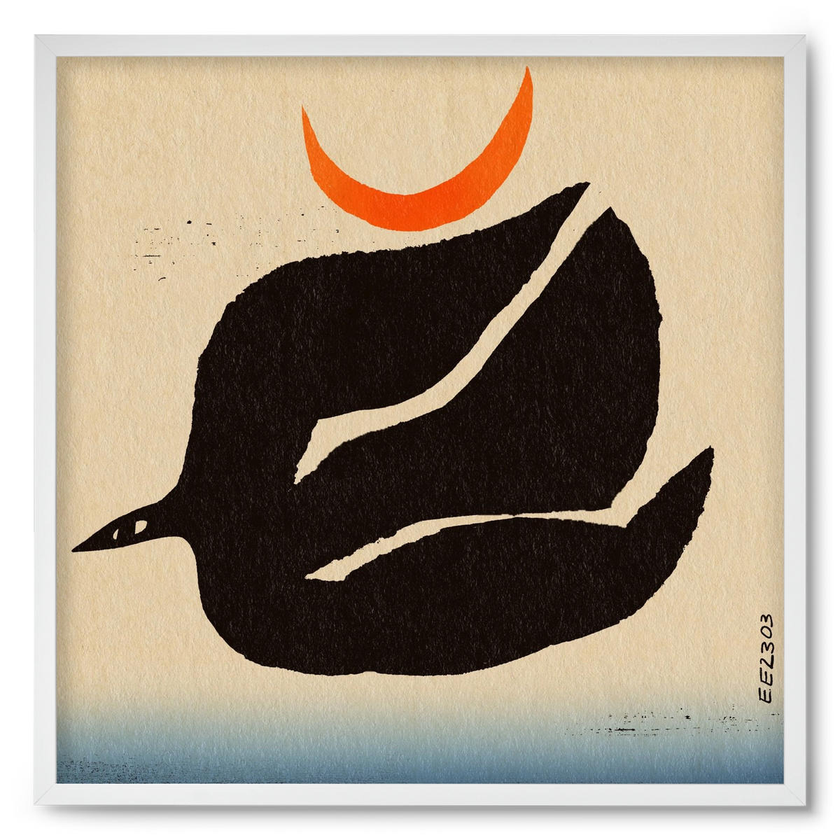 Swalow bird under the moon, 50x50 cm (50x50 cm), Fehér keret