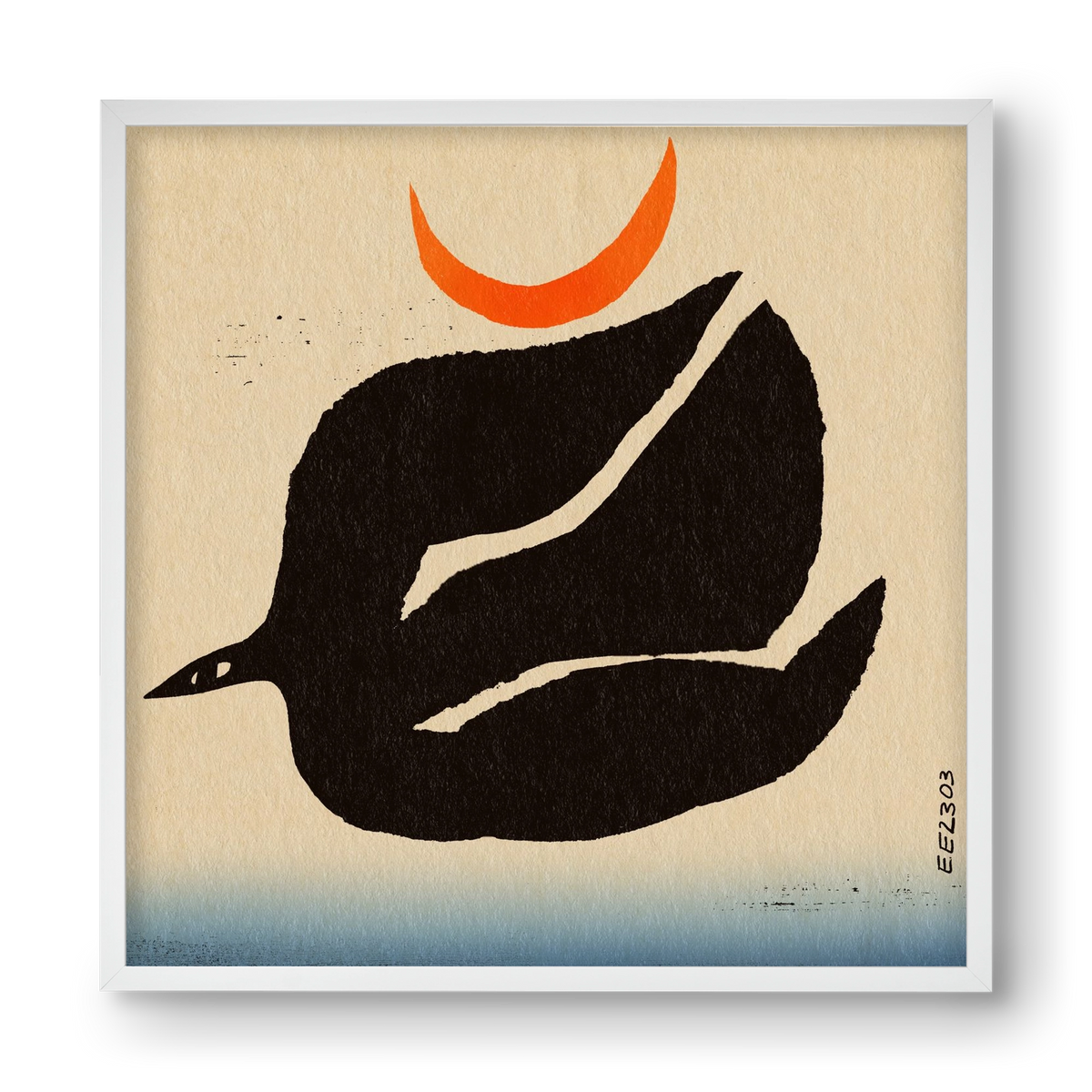 Swalow bird under the moon, 40x40 cm (40x40 cm), Fehér keret