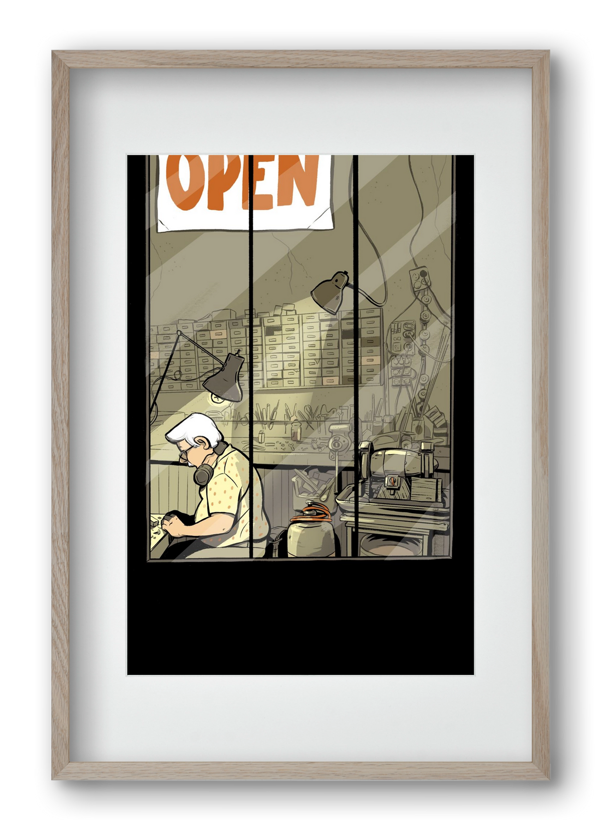 Műhely, 40x60 cm (30x45 cm), Tölgy keret, paszpartuval