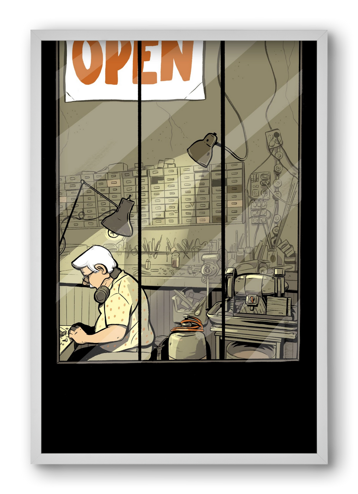 Műhely, 40x60 cm (40x60 cm), Fehér keret