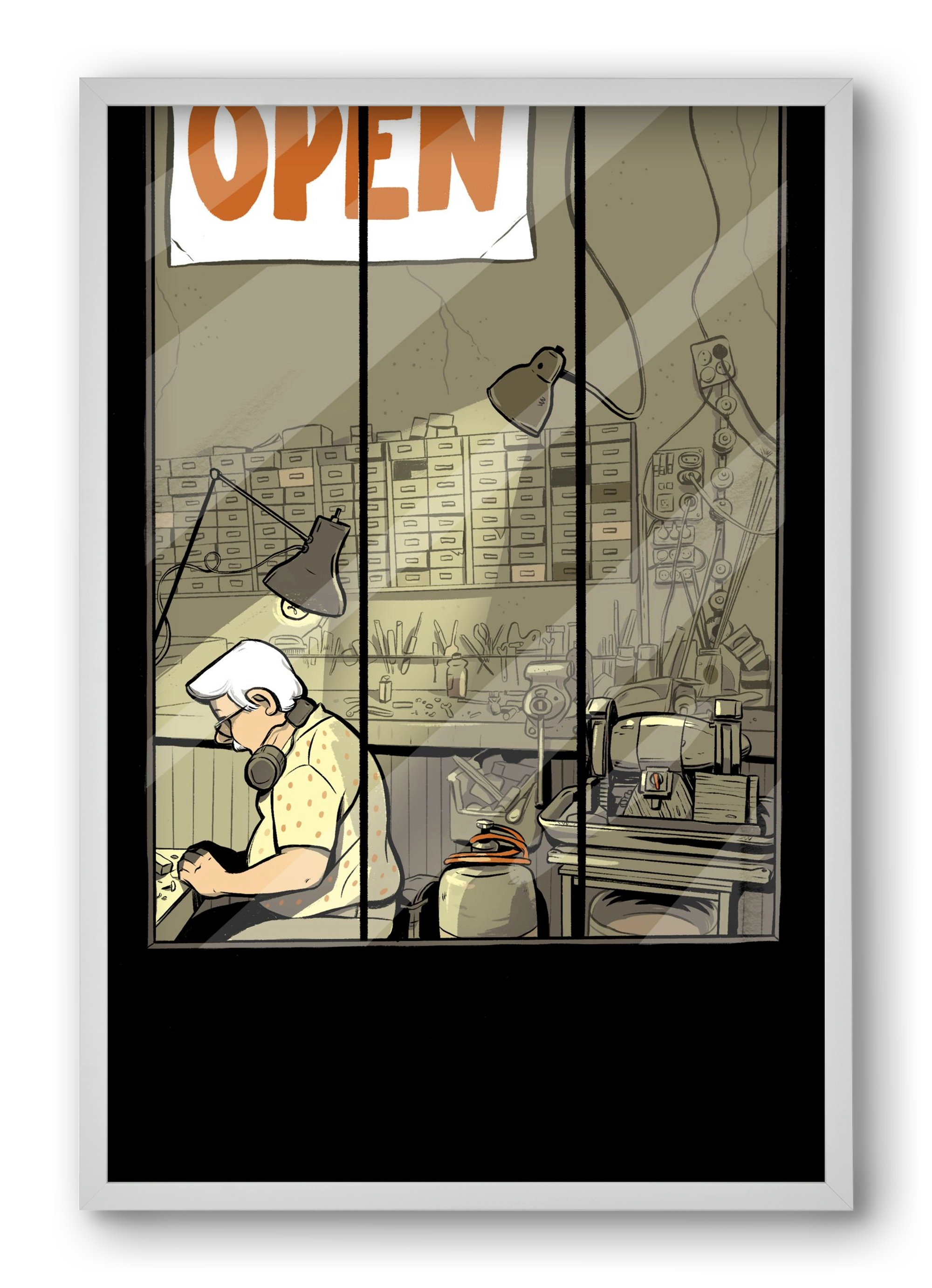 Műhely, 40x60 cm (40x60 cm), Fehér keret