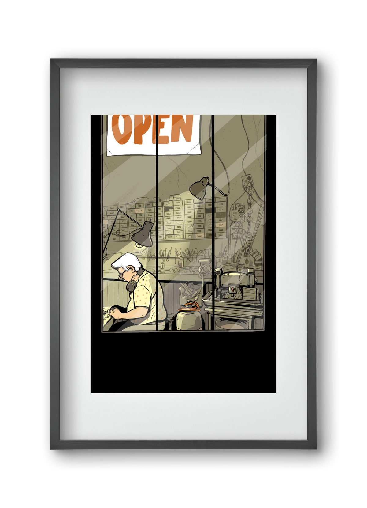 Műhely, 30x45 cm (20x30 cm), Fekete keret, paszpartuval