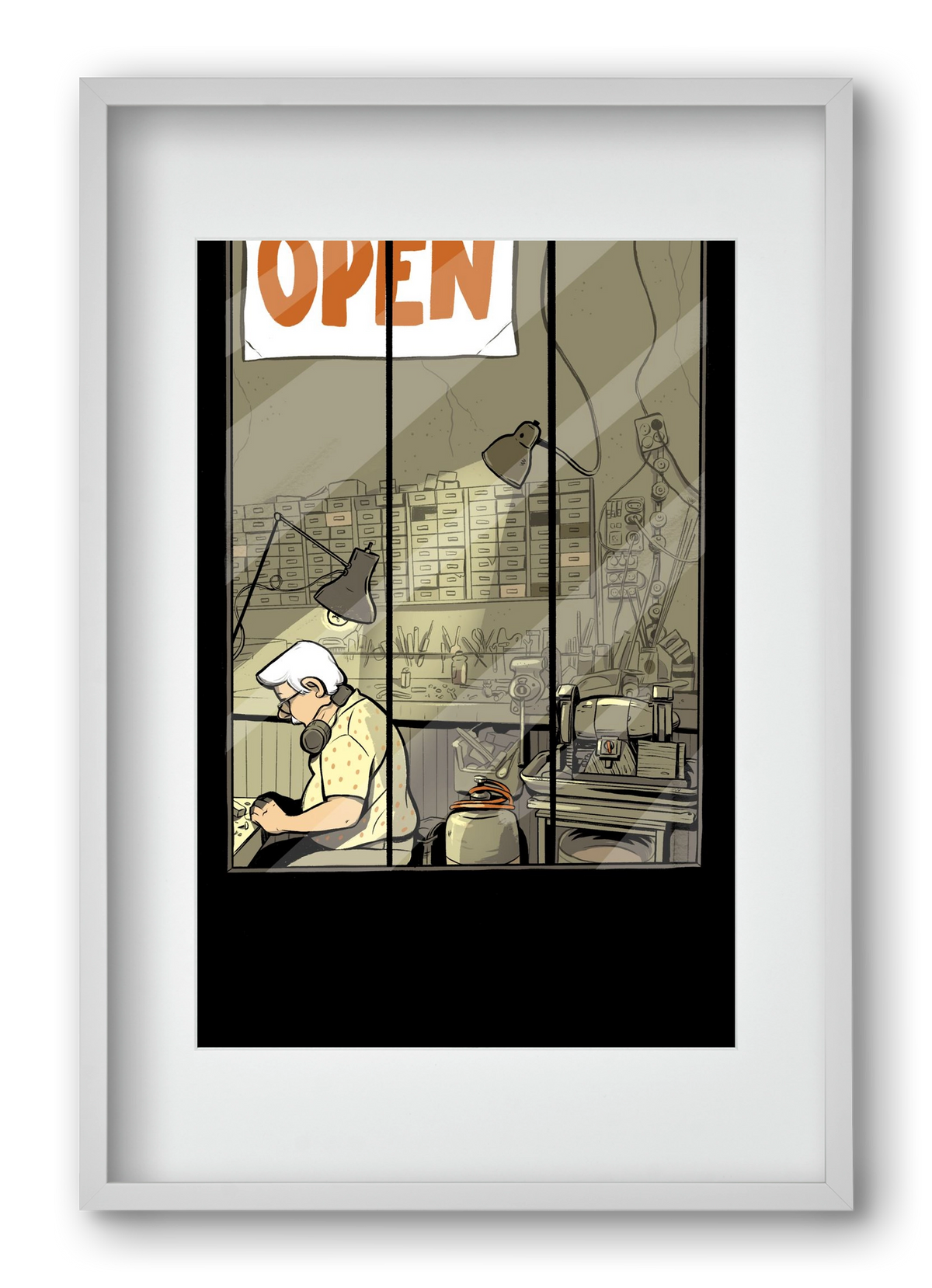 Műhely, 40x60 cm (30x45 cm), Fehér keret, paszpartuval