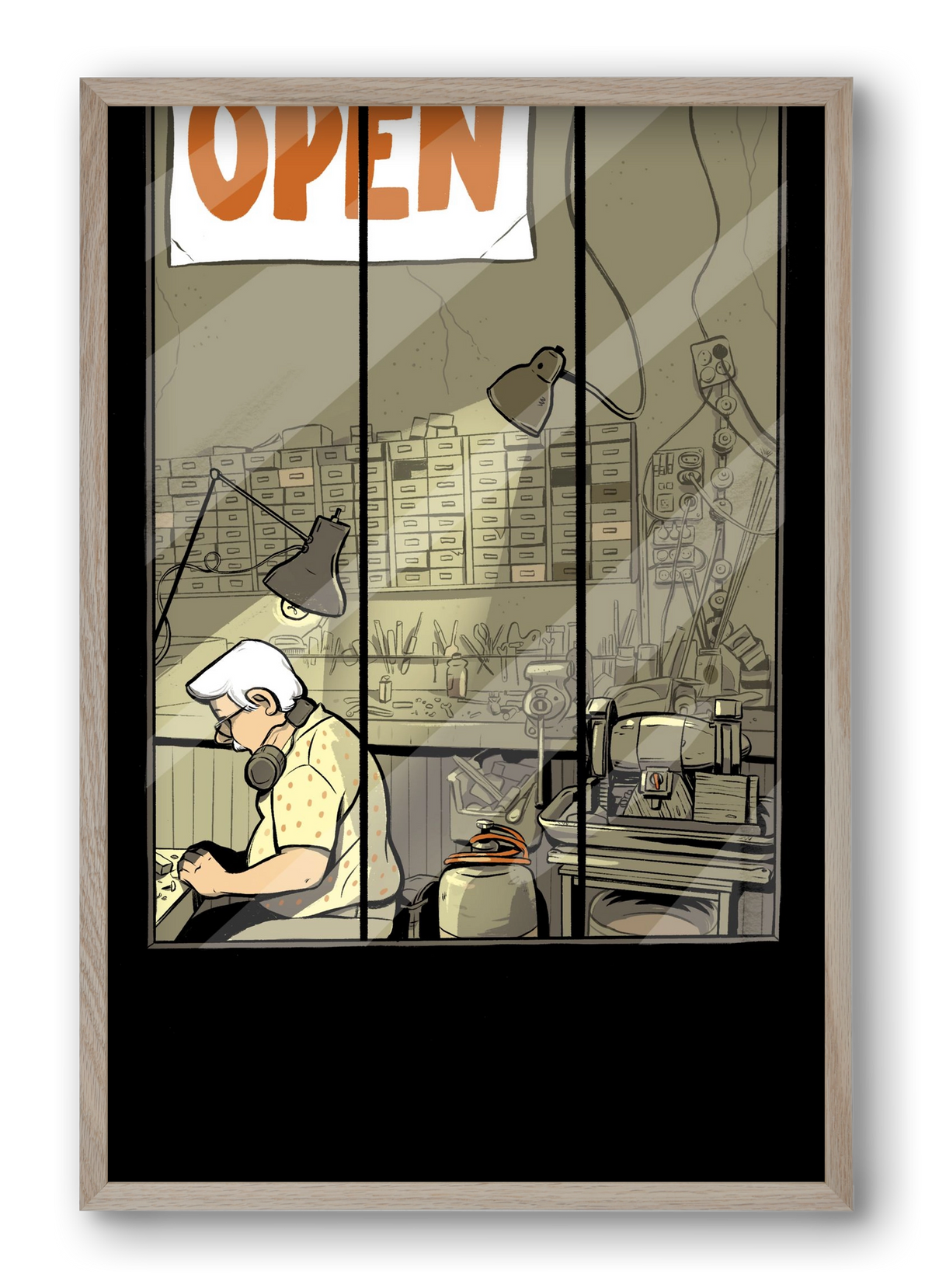 Műhely, 40x60 cm (40x60 cm), Tölgy keret