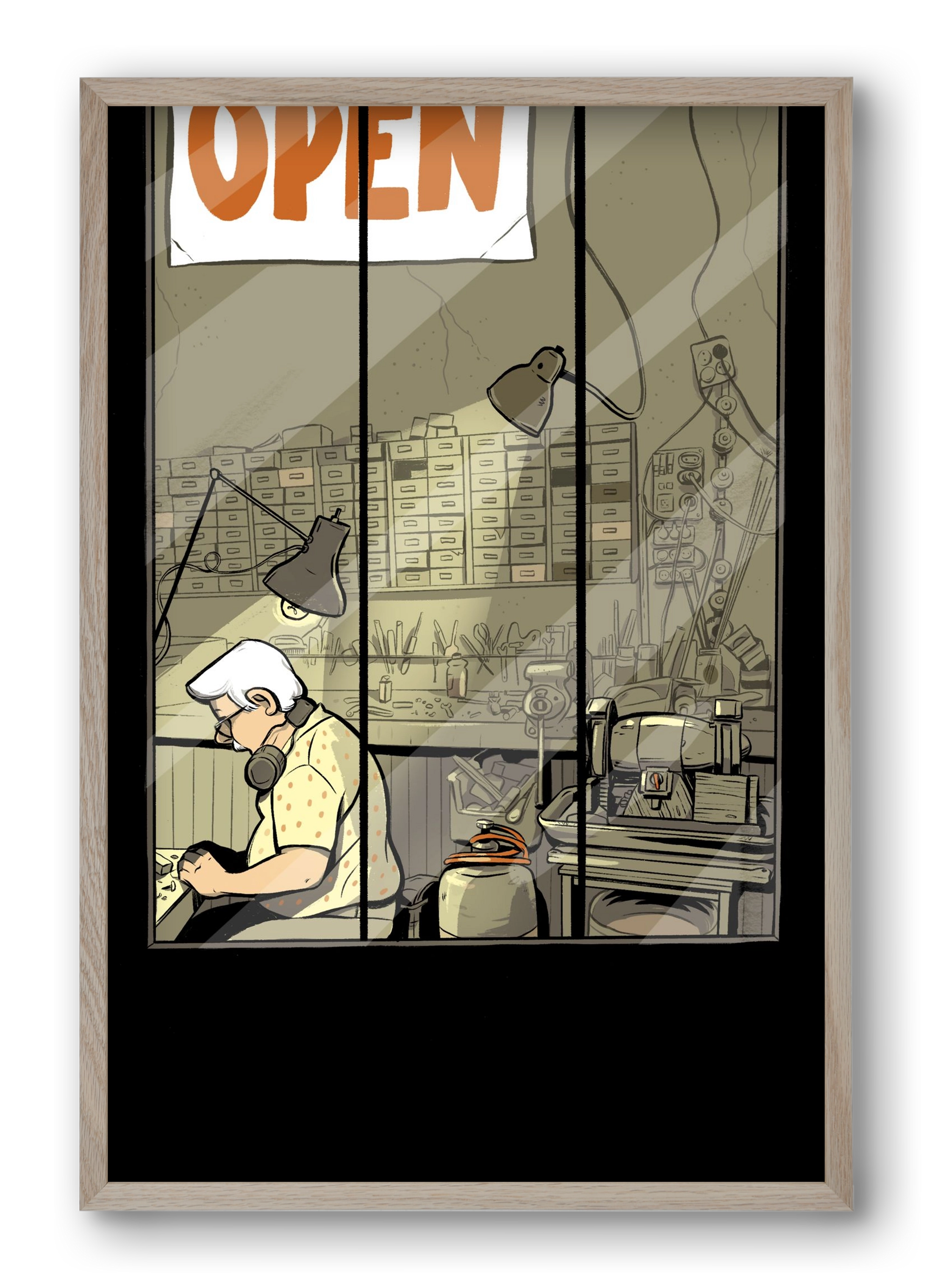 Műhely, 40x60 cm (40x60 cm), Tölgy keret