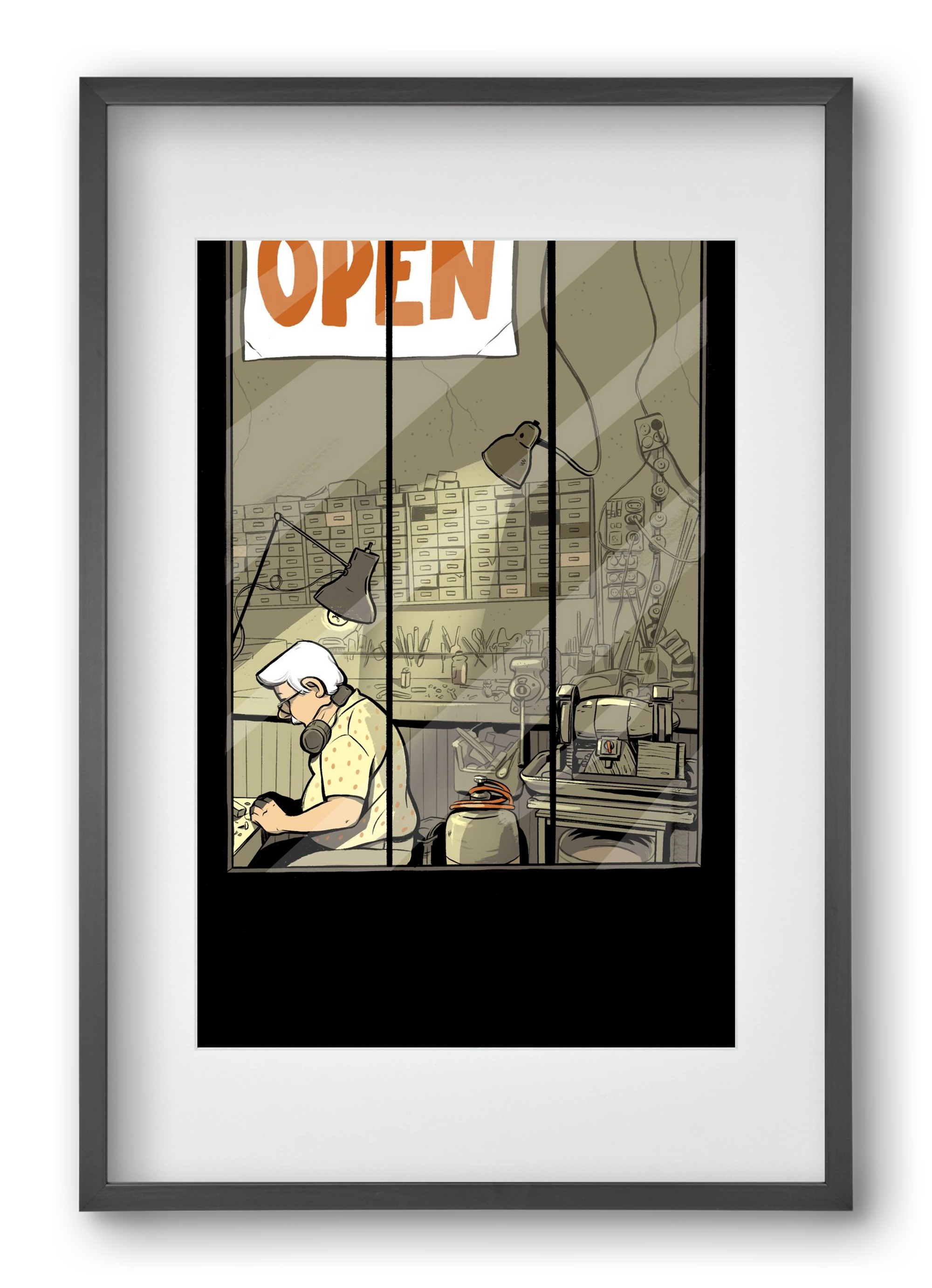 Műhely, 40x60 cm (30x45 cm), Fekete keret, paszpartuval