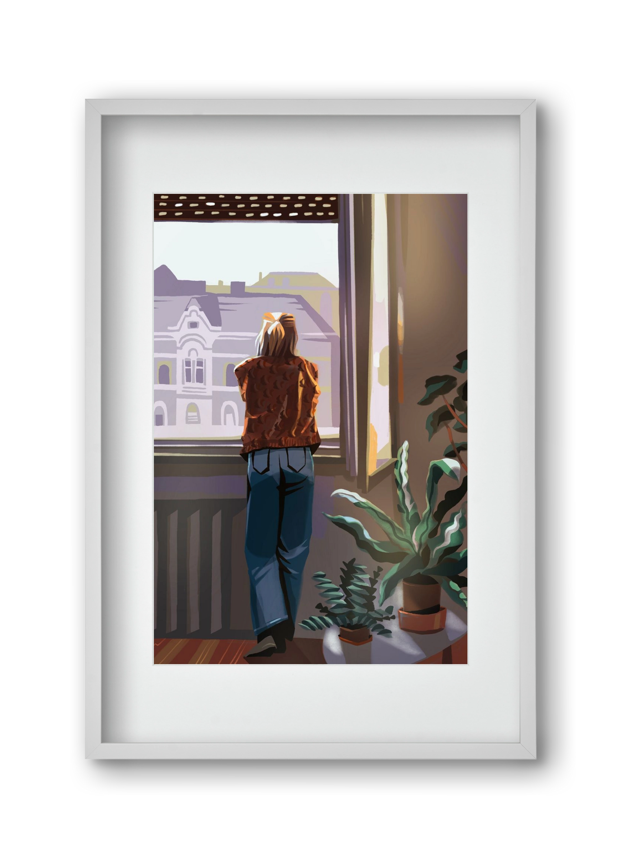 Ablak, 30x45 cm (20x30 cm), Fehér keret, paszpartuval