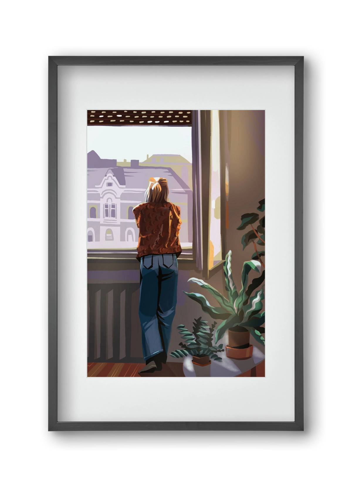 Ablak, 30x45 cm (20x30 cm), Fekete keret, paszpartuval