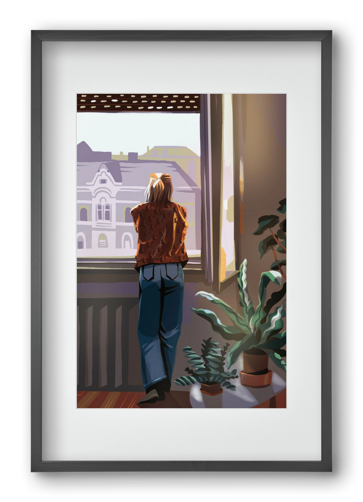 Ablak, 40x60 cm (30x45 cm), Fekete keret, paszpartuval