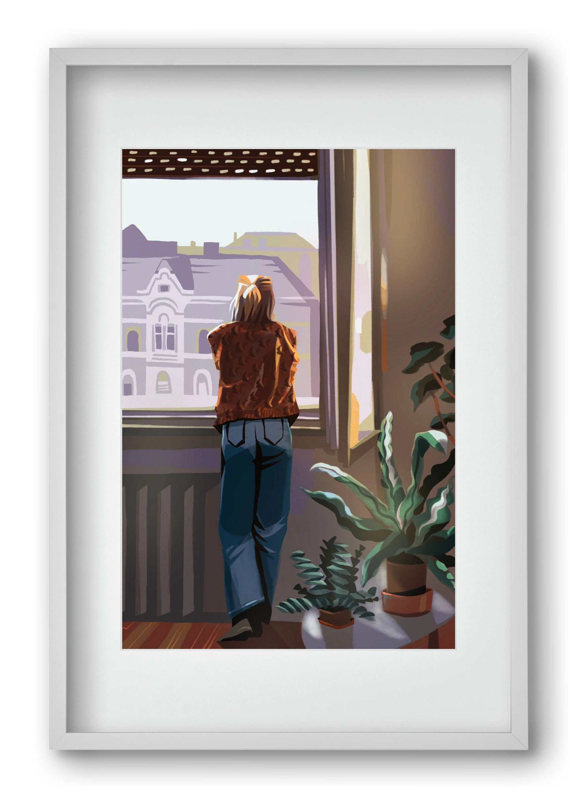 Ablak, 40x60 cm (30x45 cm), Fehér keret, paszpartuval