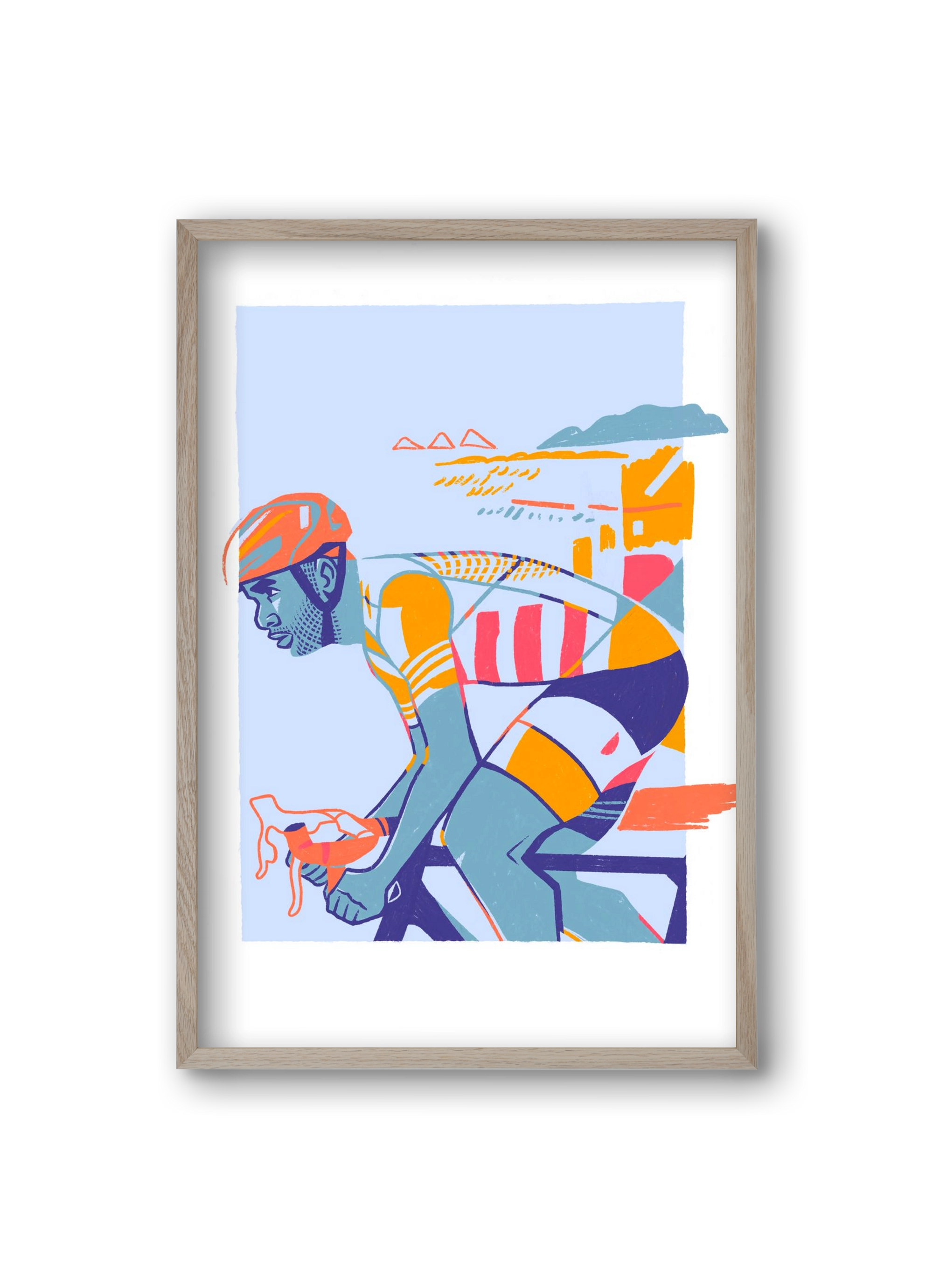 Cyclist, 20x30 cm (20x30 cm), Tölgy keret