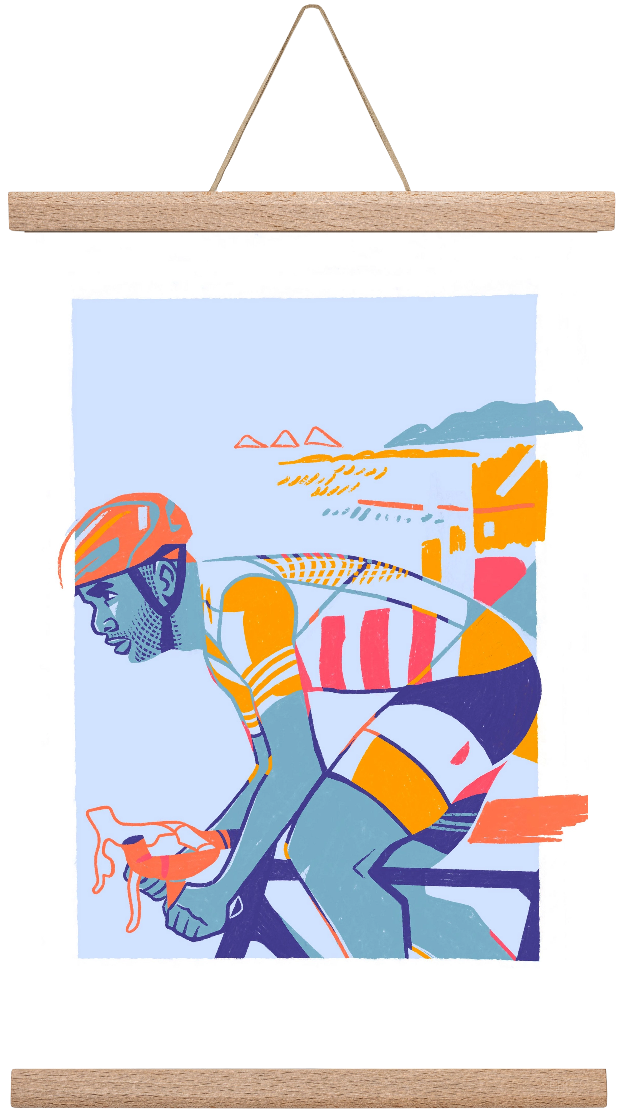 Cyclist, 30x45 cm (30x45 cm), Tölgy akasztó