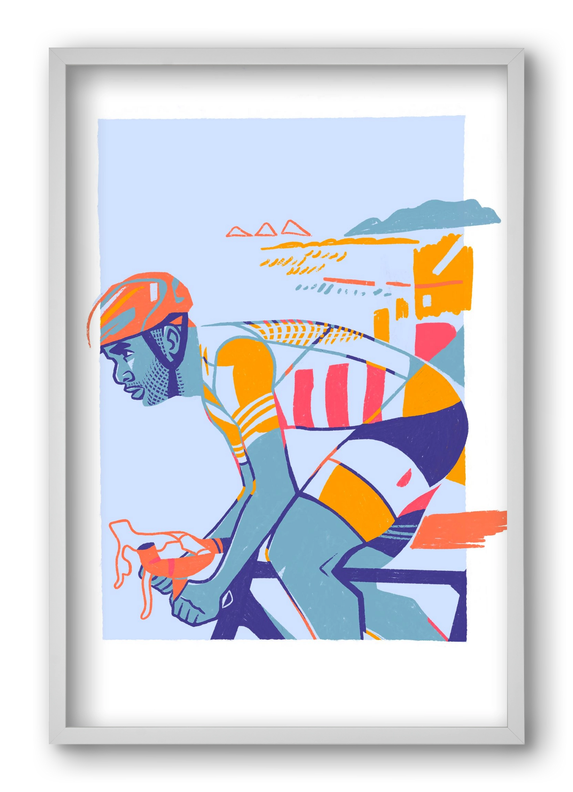 Cyclist, 40x60 cm (40x60 cm), Fehér keret