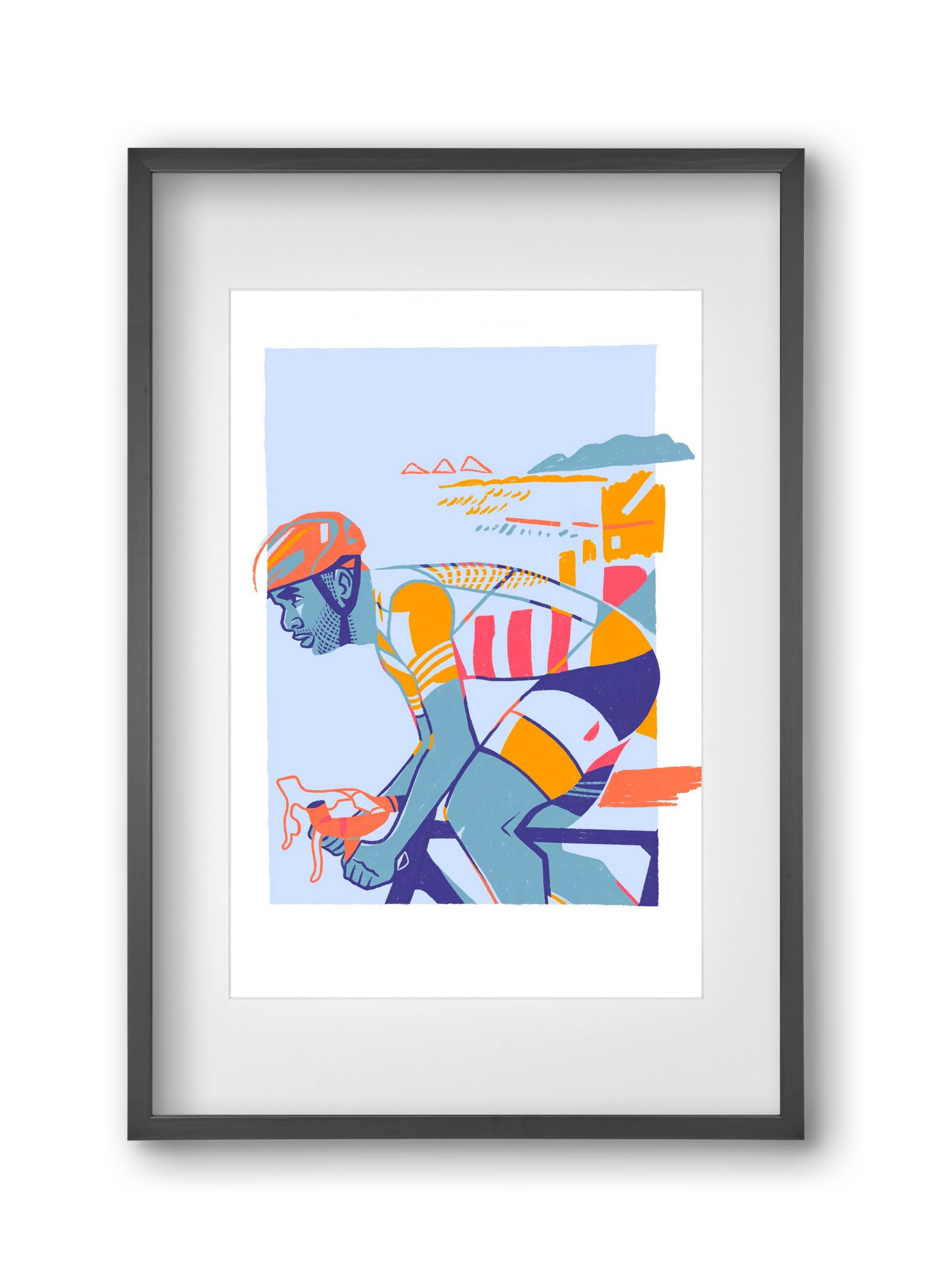 Cyclist, 30x45 cm (20x30 cm), Fekete keret, paszpartuval