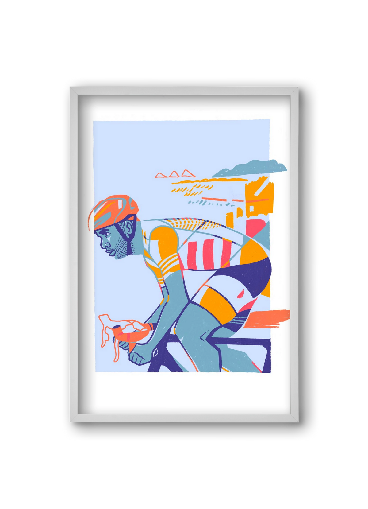 Cyclist, 20x30 cm (20x30 cm), Fehér keret