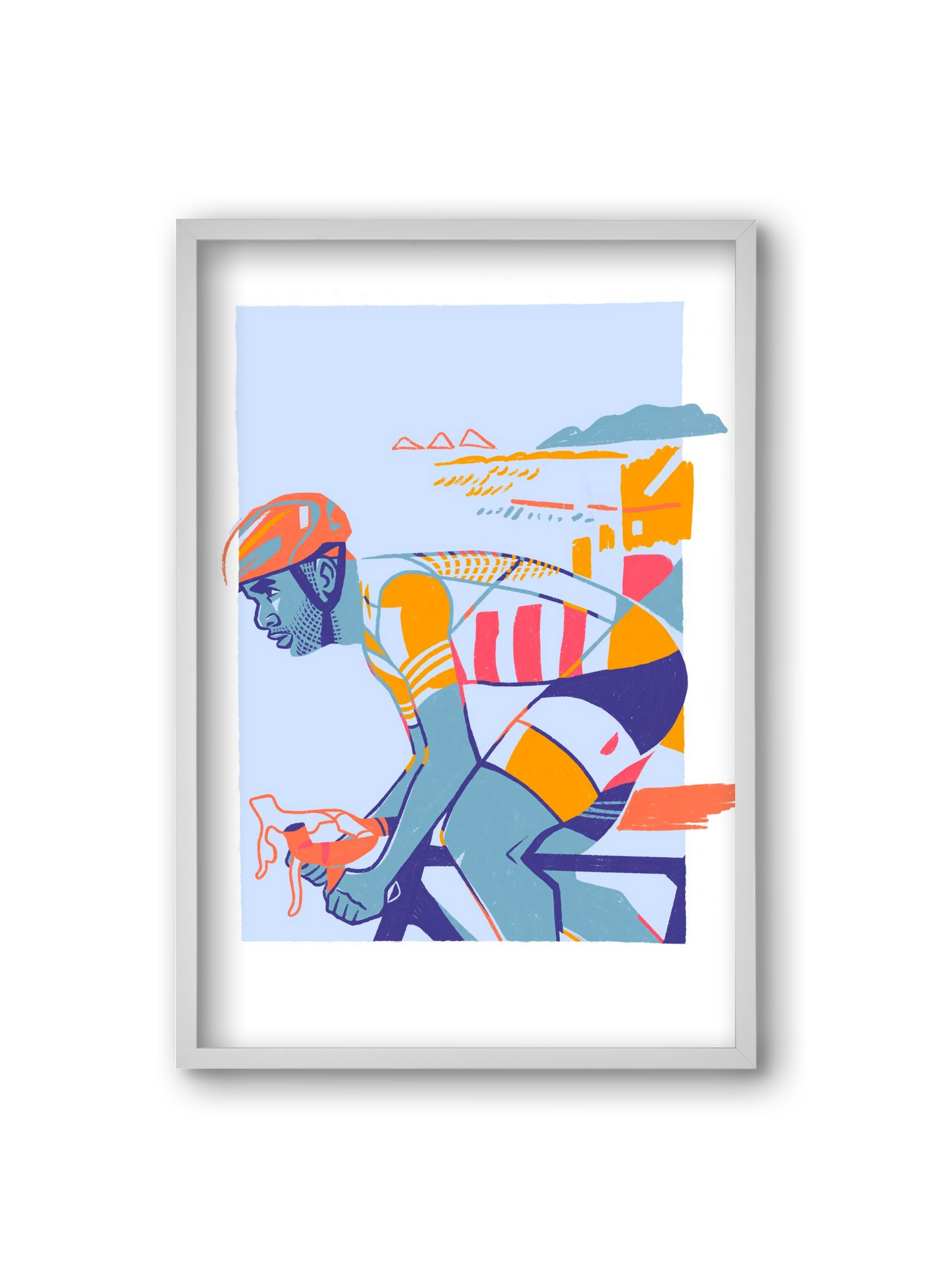 Cyclist, 20x30 cm (20x30 cm), Fehér keret