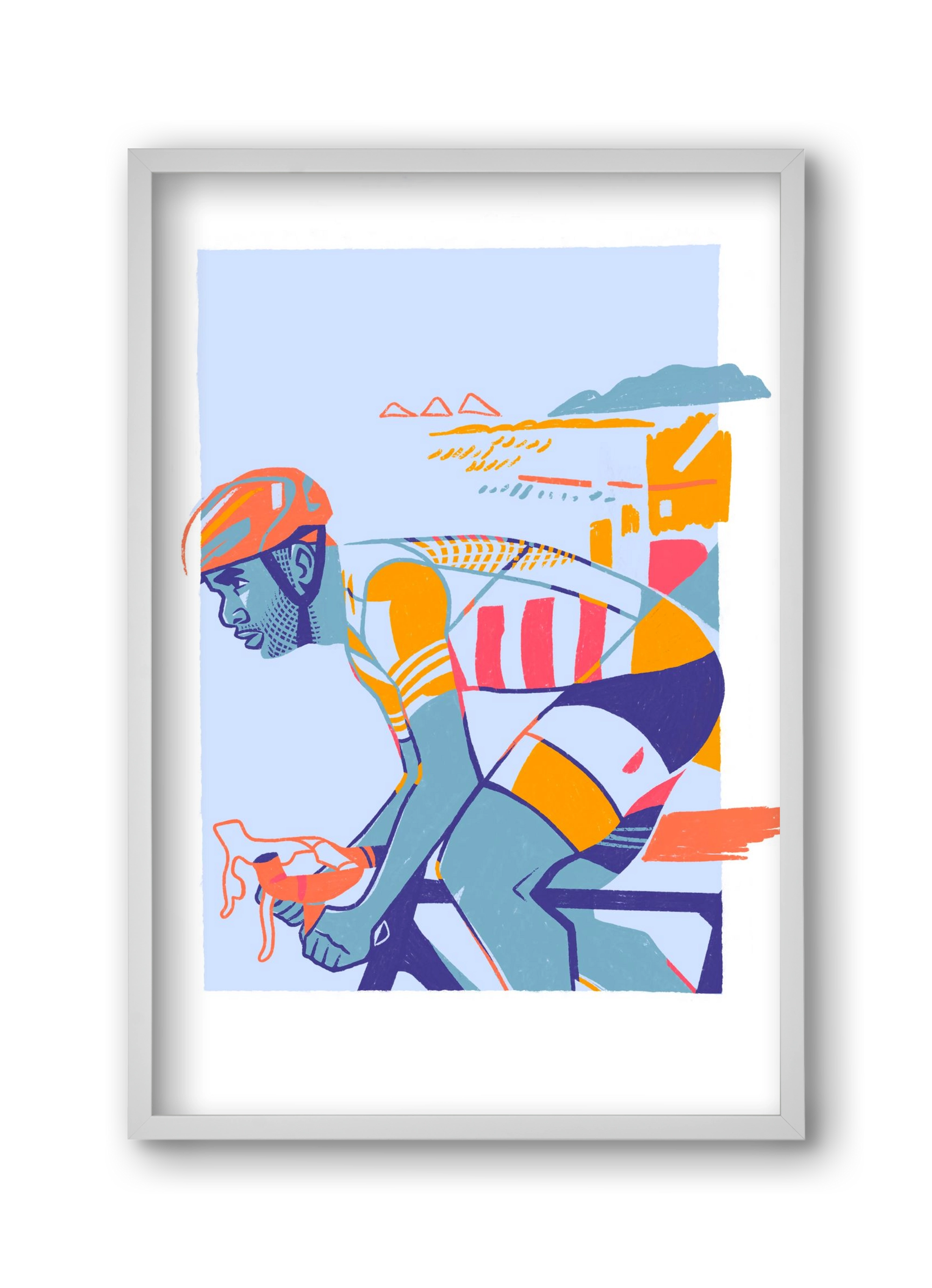 Cyclist, 30x45 cm (30x45 cm), Fehér keret