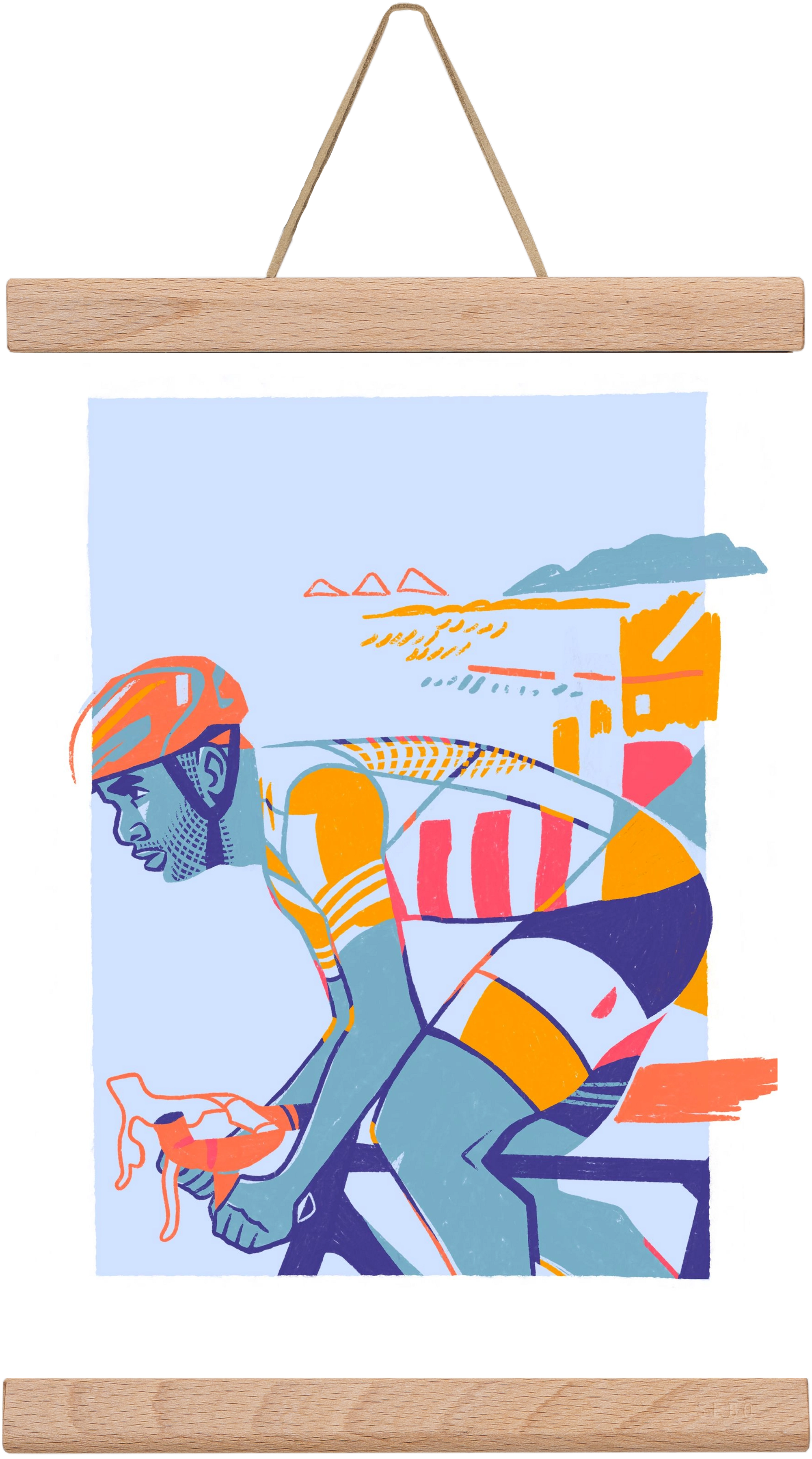 Cyclist, 20x30 cm (20x30 cm), Tölgy akasztó