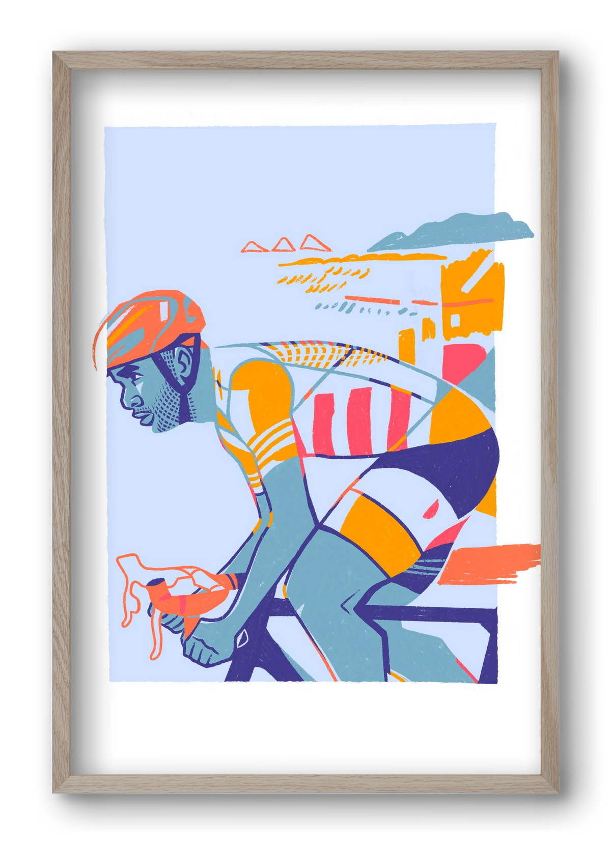 Cyclist, 40x60 cm (40x60 cm), Tölgy keret
